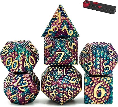 Miniatura 28 de UDIXI - Juego de dados de 12mm Mini DND, juego de 7 dados de metal poliédricos D&D para juegos de rol (Cobre)