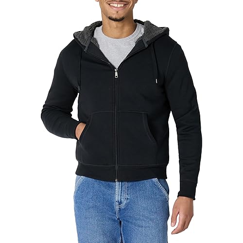 Amazon Essentials Hoodie For Men, Sherpa-Lined Full-Zip Fleece Sweatshirt