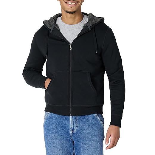 Amazon Essentials Hoodie For Men, Sherpa-Lined Full-Zip Fleece Sweatshirt