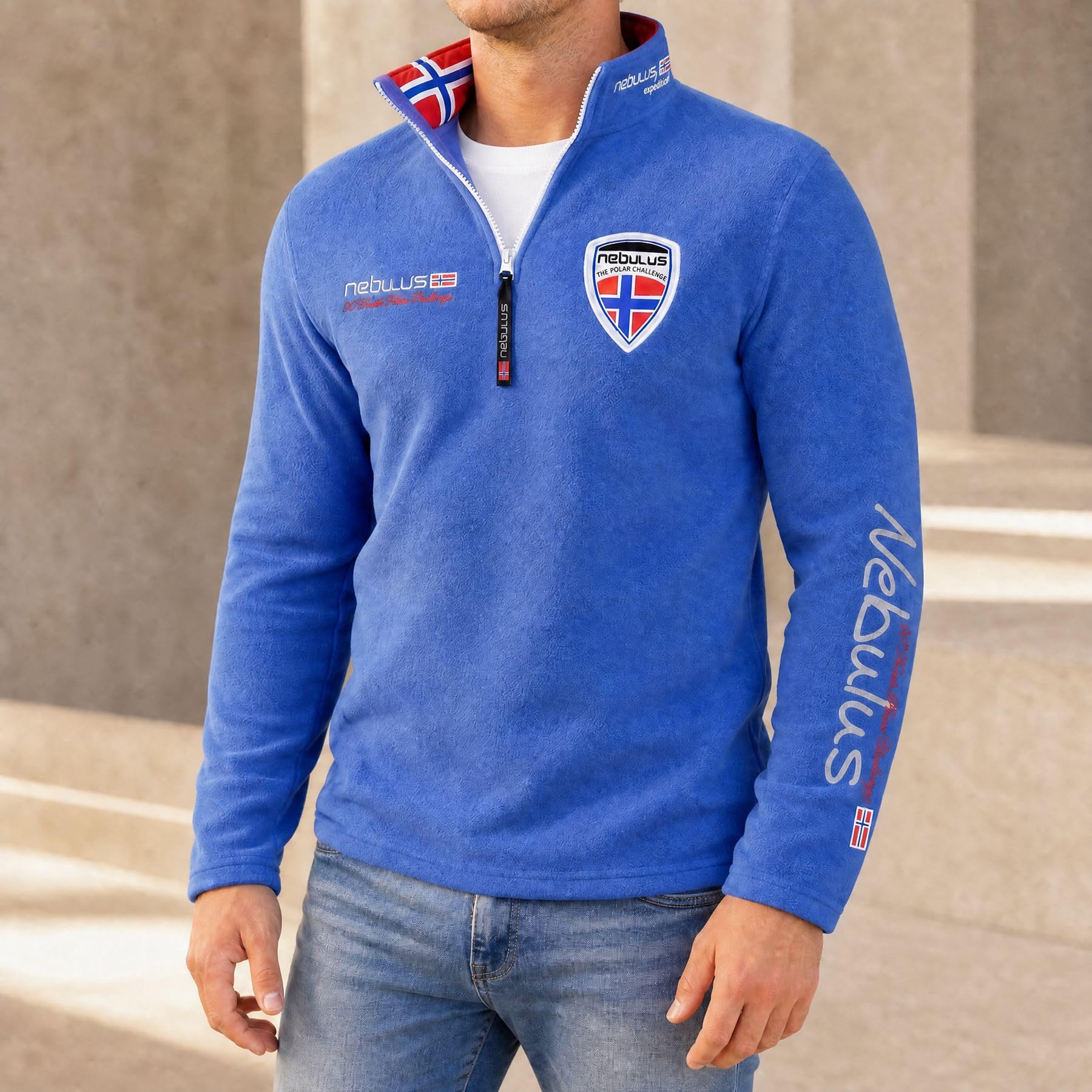 Nebulus Herren Pullover SKANDINAVIA, Warmer Fleecepullover, Pulli aus Fleece mit Half Zip Reißverschluss