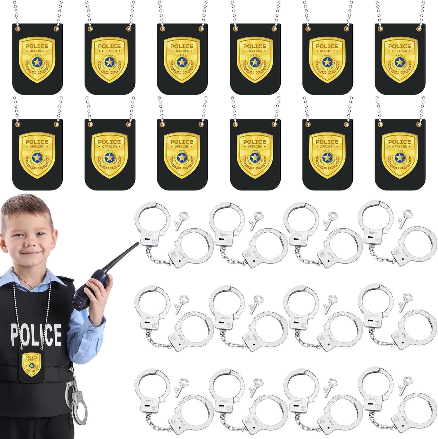 Vertintong 12 Sets Police Pretend Play Toy Set Include 12