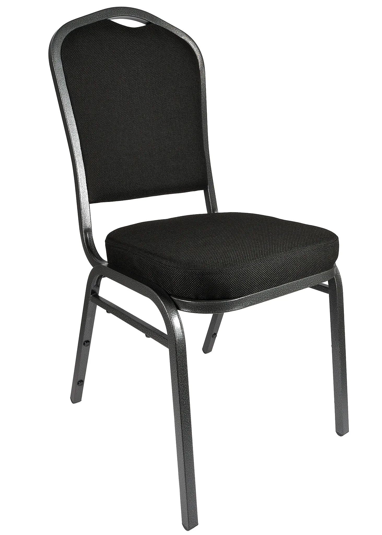 Chivari Premium Crown Back, Stacking Banquet and Event Chairs, with Padded Seats/Backs, Fully Assembled (2, Black Fabric/Silver Vein Frame)