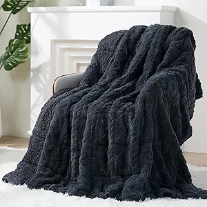 Super Fuzzy Soft Sherpa Fleece Weighted Blanket, 15 lbs Dual Sided Fluffy Heavy Weighted Blankets for Adults - No Bunching with Double Layers of Soft Inner Lining (60"x 80", 15 Pounds)