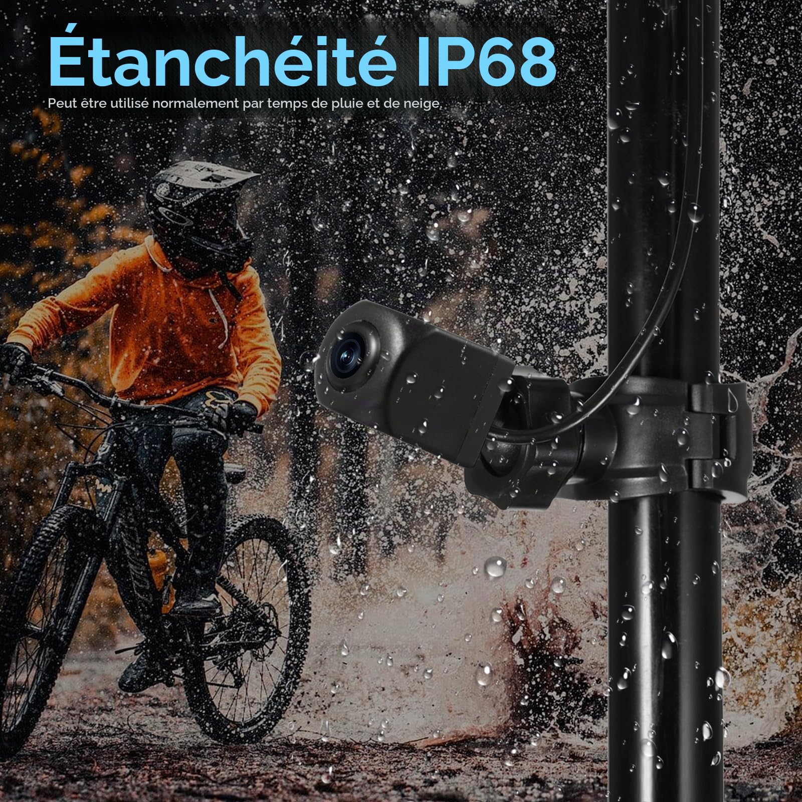 Shkalacar Miroir de Guidon de Vélo,Caméra de recul de vélo Rechargeable 1080P avec Moniteur de 4,3'' Vision Nocturne, Grand Angle de 150 °, Support Rotatif à 360°,pour vélo de Montagne, vélo de Route