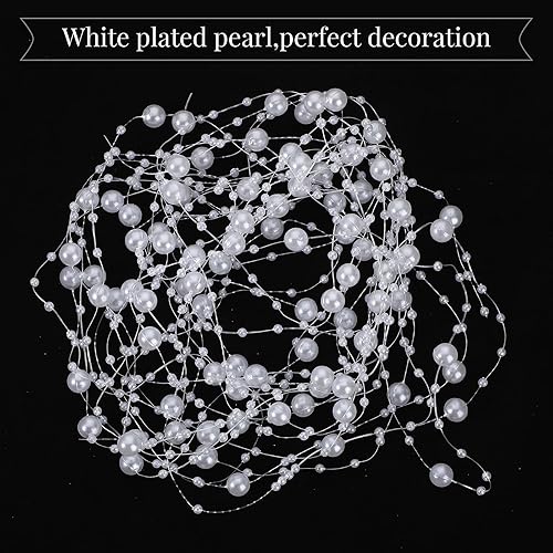 Miniatura 2 de Shihanee Juego de 18 jarrones cilíndricos de vidrio transparente de varios tamaños para centro de mesa, velas blancas con perlas sintéticas, cuentas