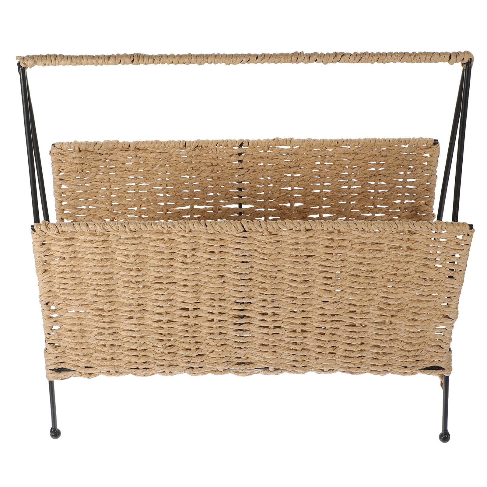 Panier de rangement tressé main rustique en fer et corde de papier pour maison et bureau