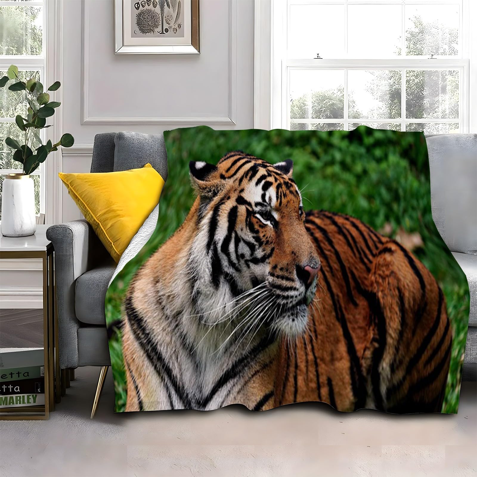 LLSZAHD Orange Tiger Blanket Animals Lightweight Washable Breathable Throws Blankets 40"x50", Single Size Fluffy Blanket Suitable for Kids Adults - All Seasons (101x128cm)