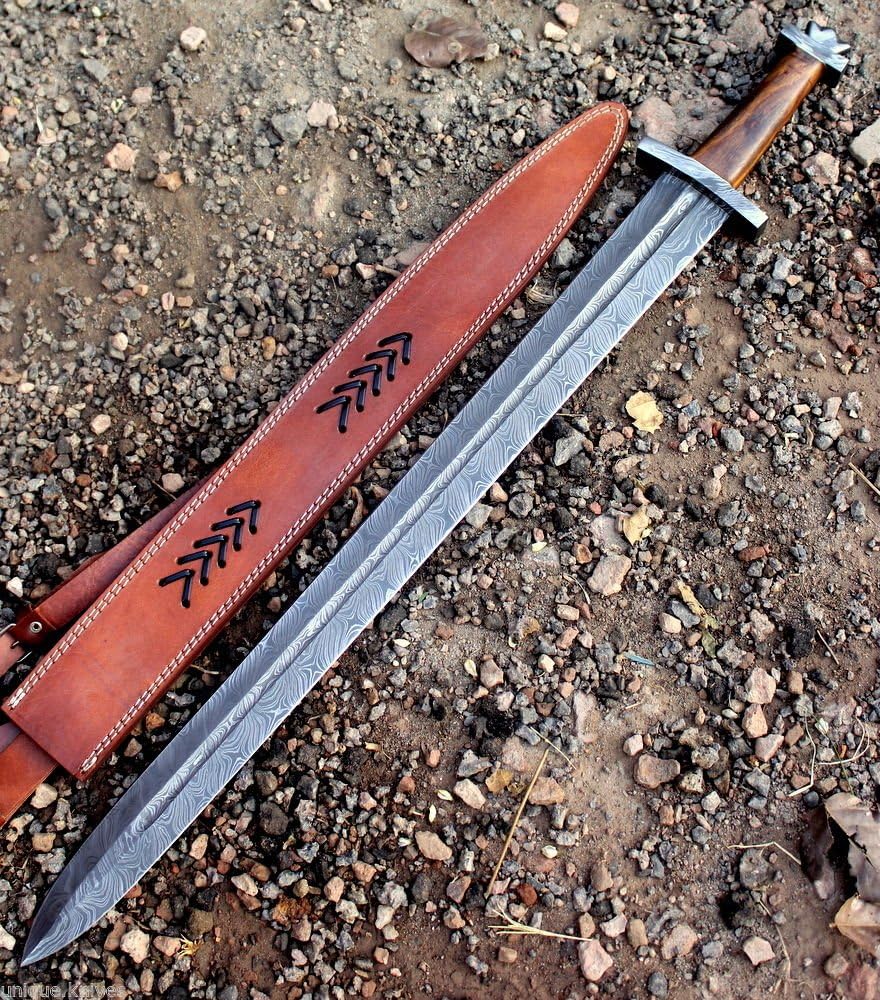 Wilson Roy Custom Damascus Steel/Sword/Dagger/Celtic Sword 32" Long GLADIOUS Camping Sword