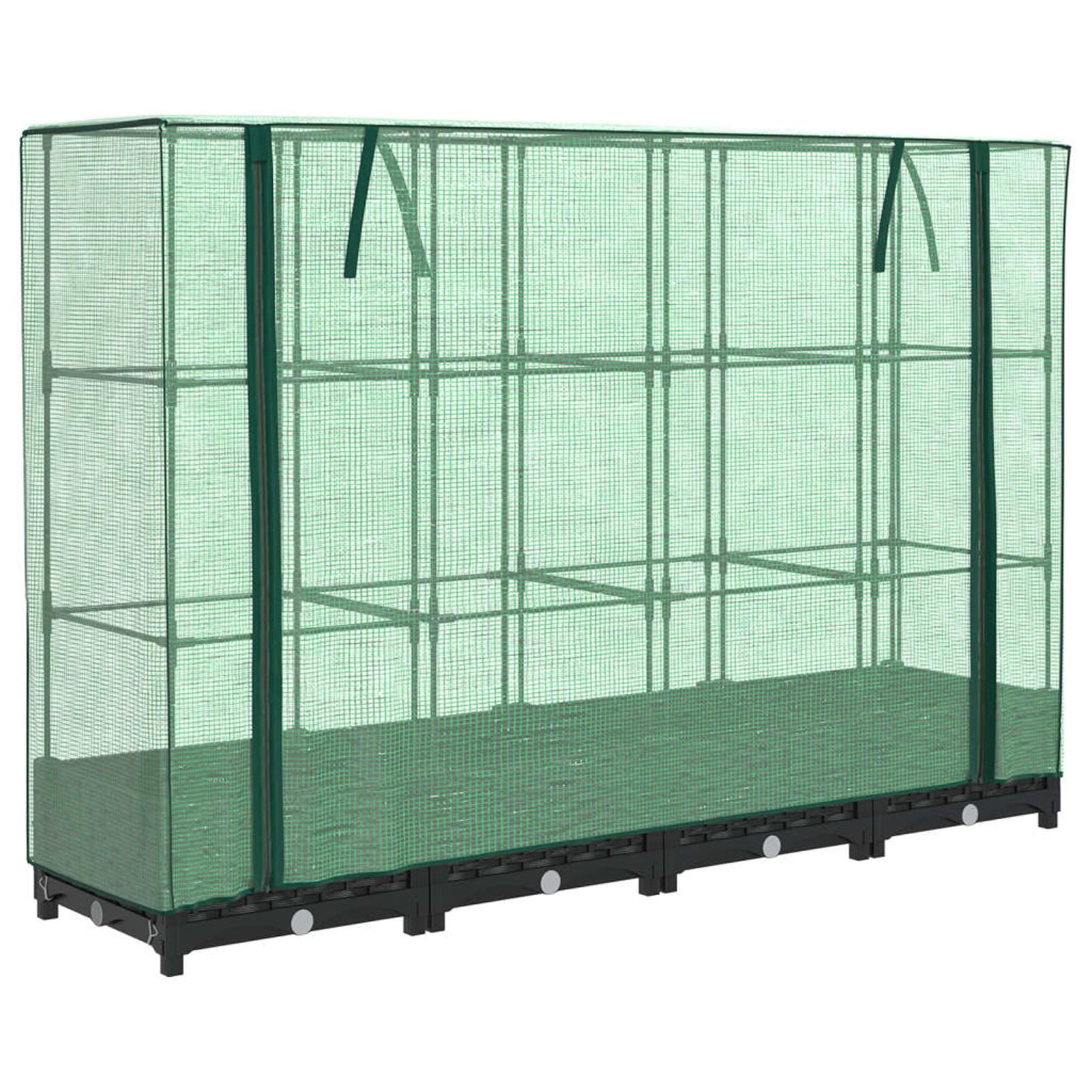 Homgoday Hochbeet mit Gewächshaus-Aufsatz Pflanzkasten Gemüsebeet Blumenbeet Blumenkasten Gartenbeet Pflanzbeet Frühbeet für Balkon Garten Terrasse Rattan-Optik 160x40x123 cm Schwarz