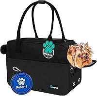 PetAmi Airline Approved Dog Purse Carrier for Small Dogs & Cats - Soft Sided with Sherpa Bed, Pockets, Ventilated, Max 12 lbs Black
