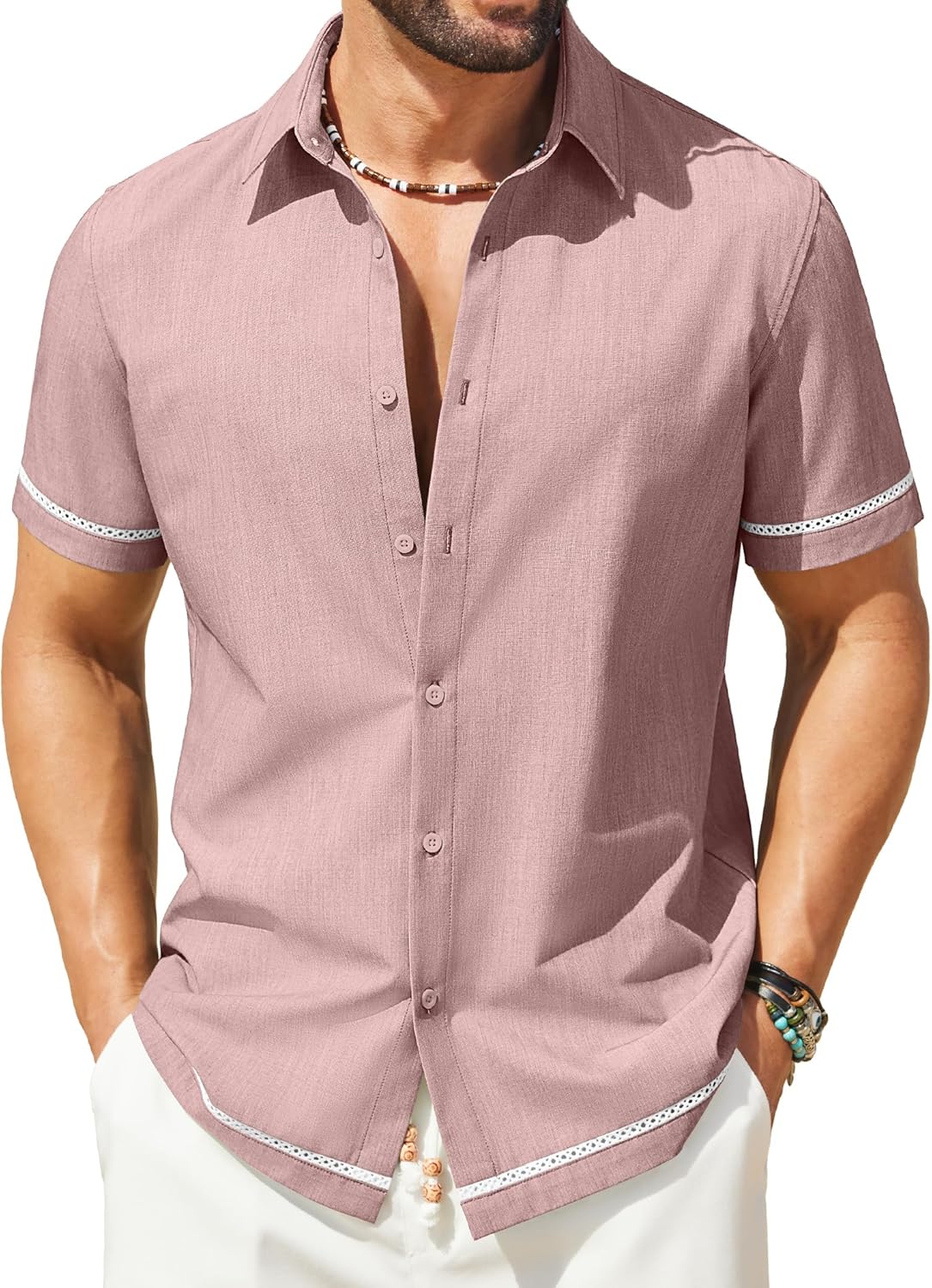COOFANDY Mens Button Down Short Sleeve Shirt Casual Summer Beach Vacation Shirts