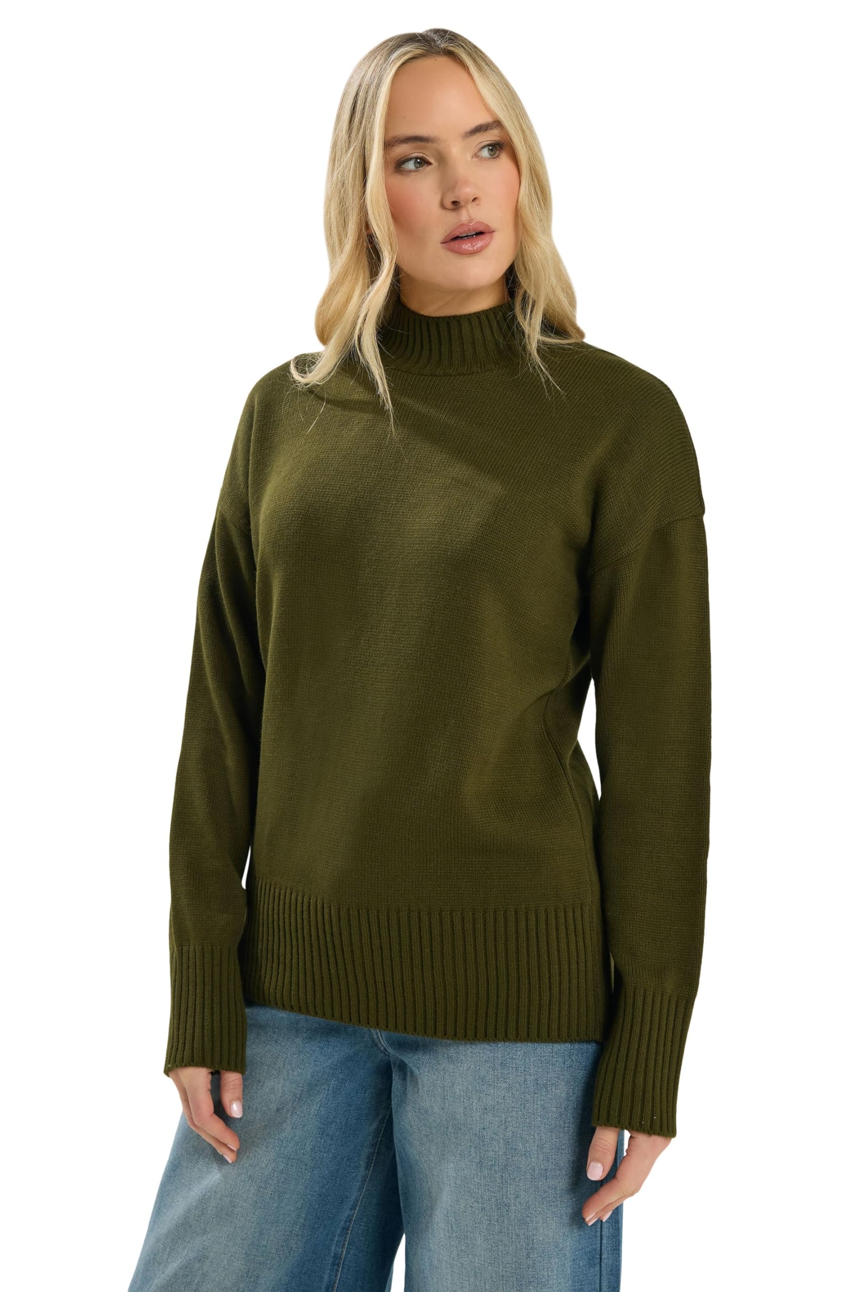 Long Tall Sally - LTS Tall Green High Neck Jumper - Women's