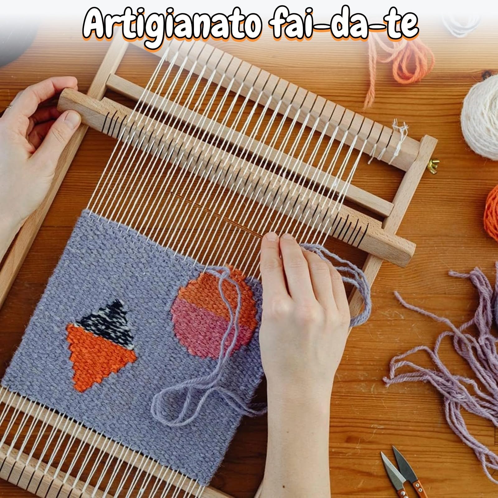 Telaio per Tessitura, Kit Telaio per Tessitura per Bambini, Telaio per Tessitura in Legno, Macchina per Maglieria a Mano, Arte della Tessitura Creativa Fai-da-te Artigianato per