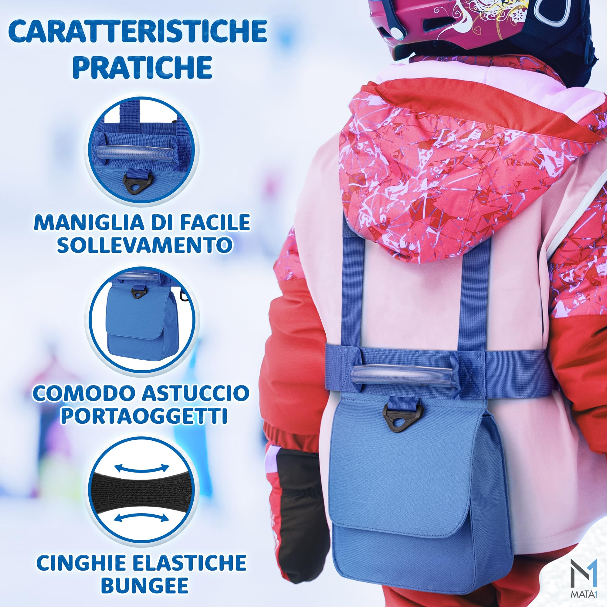 Imbracatura da allenamento per sci e snowboard per bambini - cinghie elastiche elastiche per sterzare e imparare il controllo della velocità - Zaino per allenatore di sci