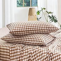 Vista 55 de MooMee Juego de 2 fundas de almohada 100% algodón lavado con textura parecida al lino, transpirable, duradera, suave y cómoda