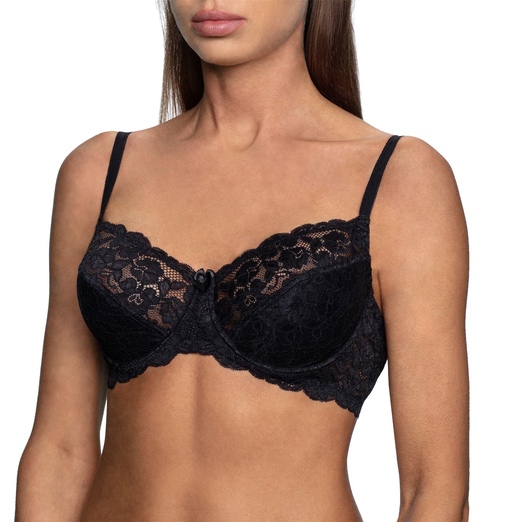 Frugue Women's Black Lace Minimiser Bra - Unpadded & Underwired Uk 36 Dd