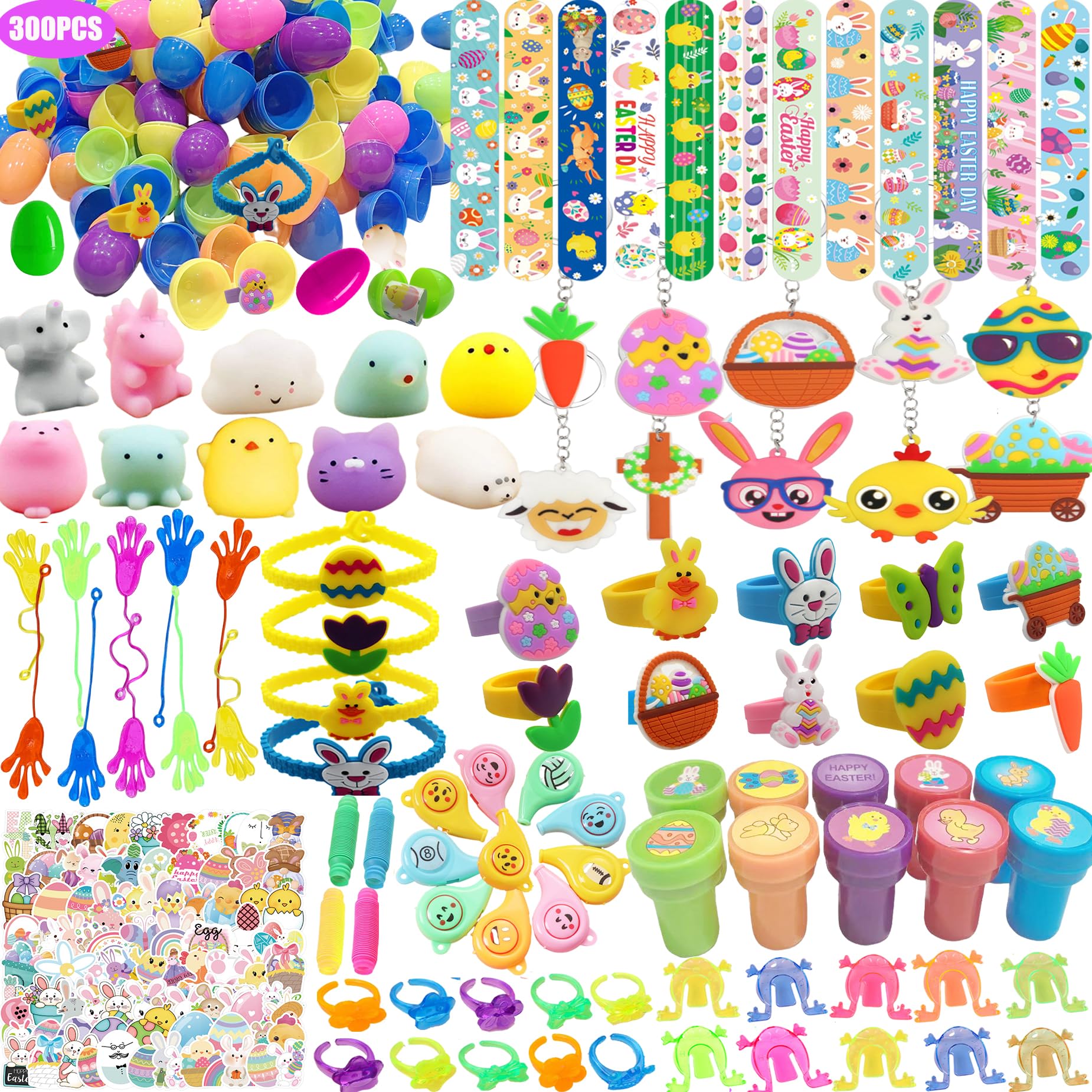 300 Pcs Easter Eggs with Toys Inside Easter Basket Stuffers for Kids Easter Gifts Easter Eggs Fillers Party Favors for Kids Easter Eggs Hunt