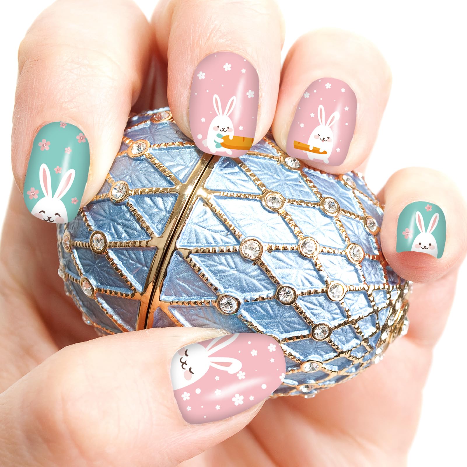 12 Sheets Bunny Nail Art Sticker Decals Easter Water Transfer Nail