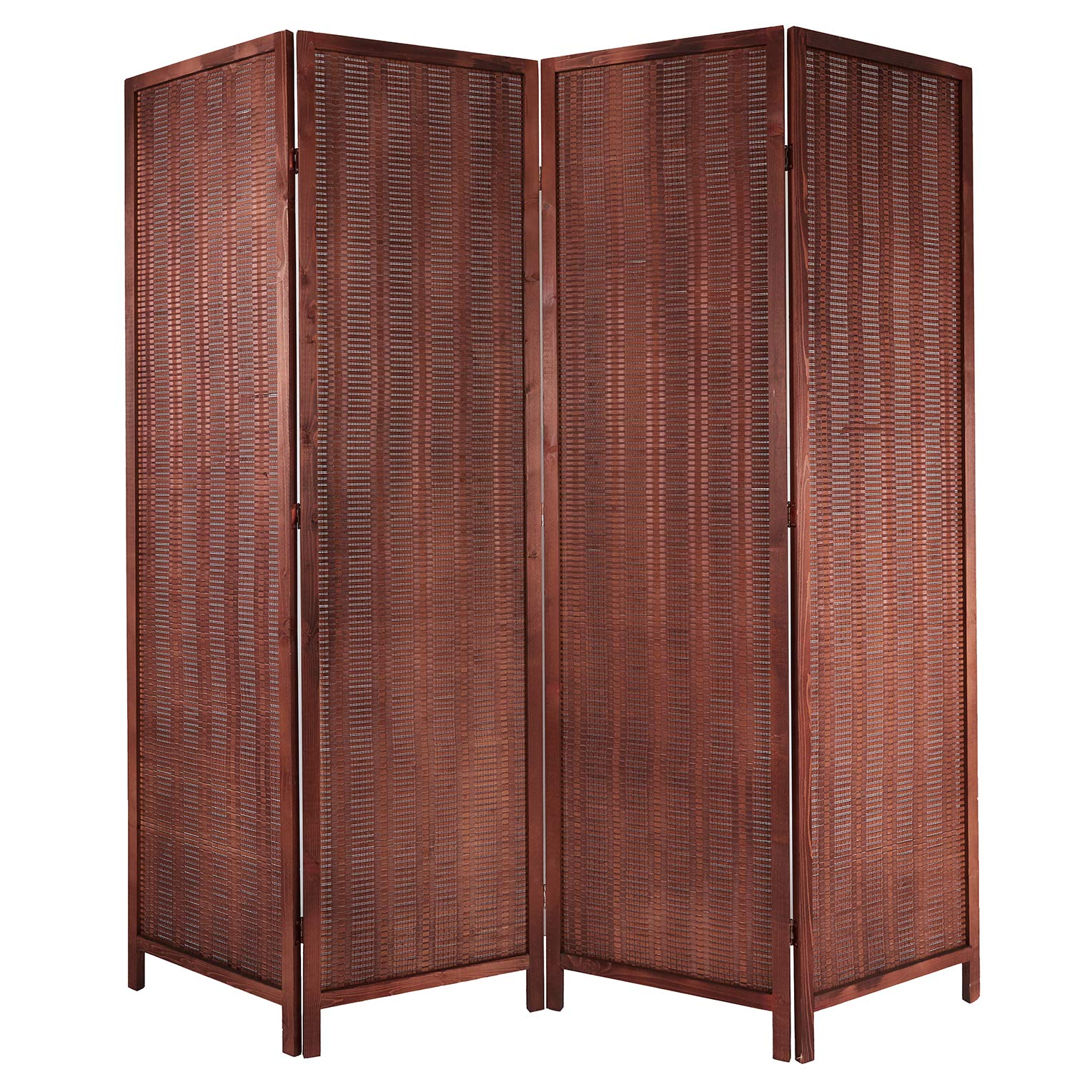 Bamboo Room Divider, Folding Privacy Screen with Stainless Steel Hinge & 4 Panel Room Screen Divider Separator for Decorating Bedding, Dining, Study and Sitting Room(Brown Bamboo)