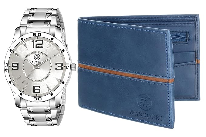 MarkQues Mens Watch and Leather Wallet Combo Gift Set for Men (BON-770909-EGO-4405)