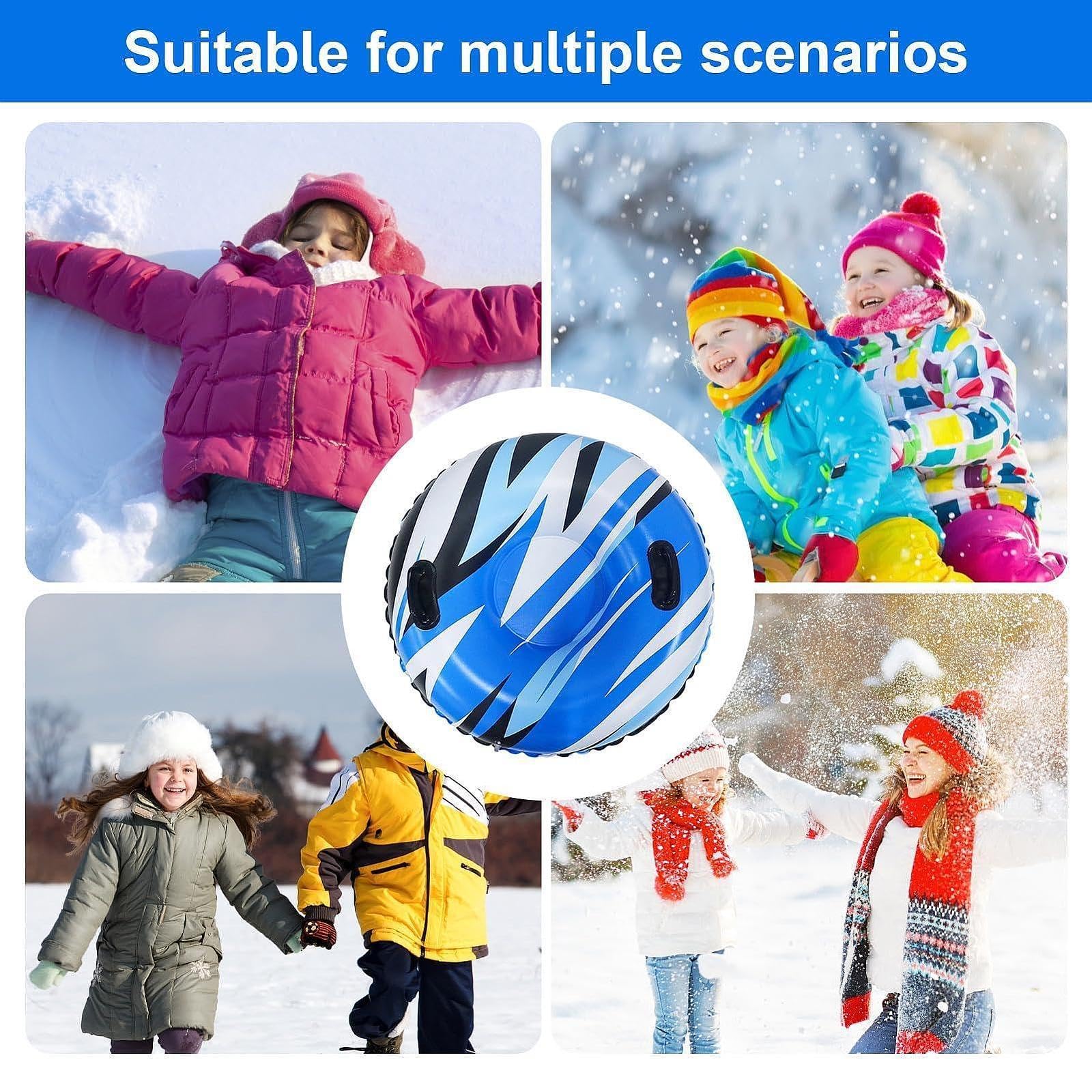 Tubo de Nieve Inflable Trineo de Nieve Inflable Diámetro 32.7" Resistente para Niños Trineo de Nieve Resistente con Asas para Juegos Y Actividade