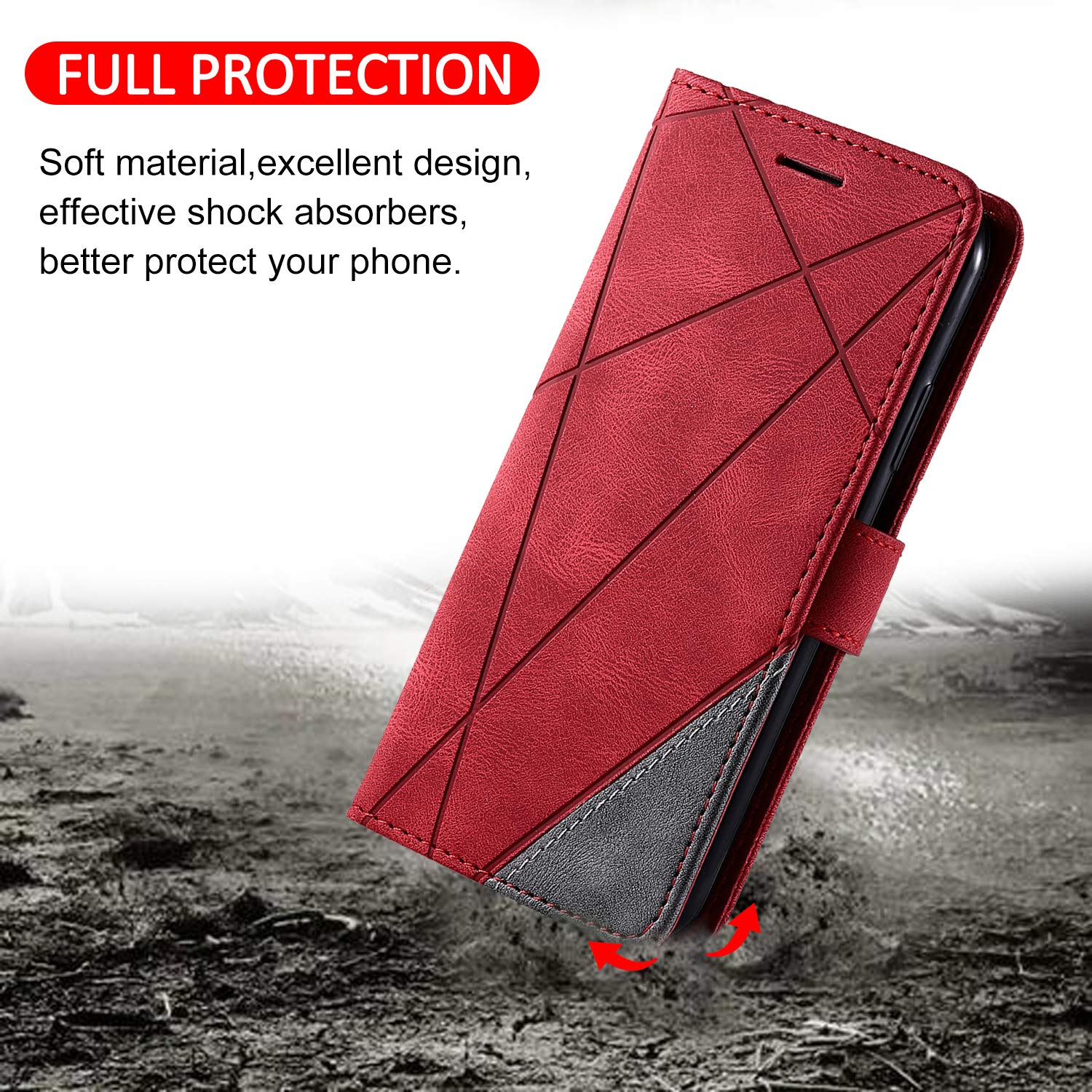 Coque Livre Rouge Pour Xiaomi Redmi 7 - Etui à Rabat Style Book, TPU