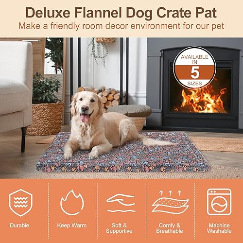 Miniatura 9 de BEAUTYZOO Almohadilla para jaula de perro con patrón de patas, almohadilla de espuma suave de alta resistencia para jaula de perro con felpa