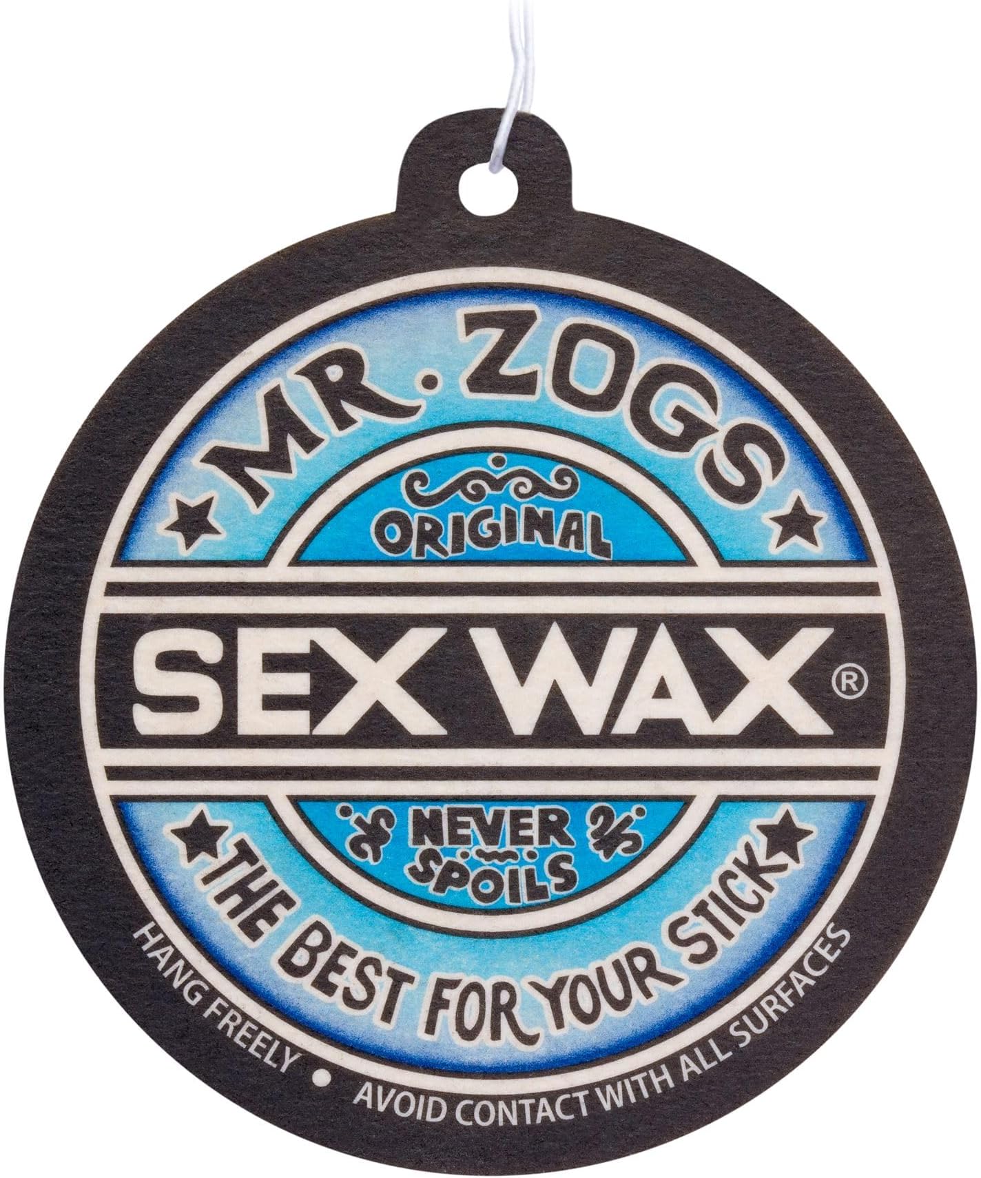 Mr Zog's Sex Wax - Red / Blue W/ Neon Green Border Die Cut Round STICKER! | UK