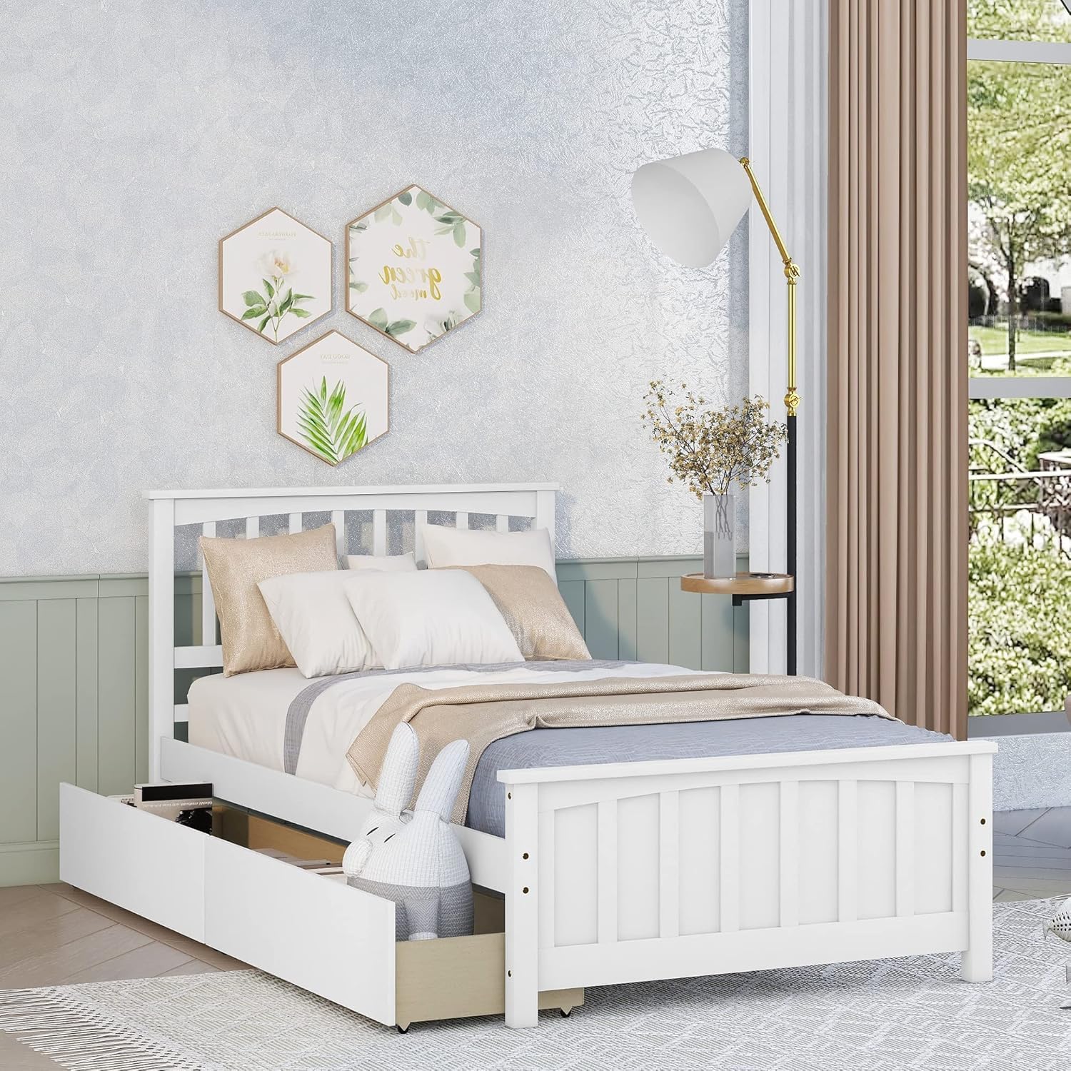 Bellemave Twin Bed with Drawers Storage Wooden Platform Frame Headboard Solid Wood Captain Beds for Boys Girls Teens, No Box Spring Needed (White)