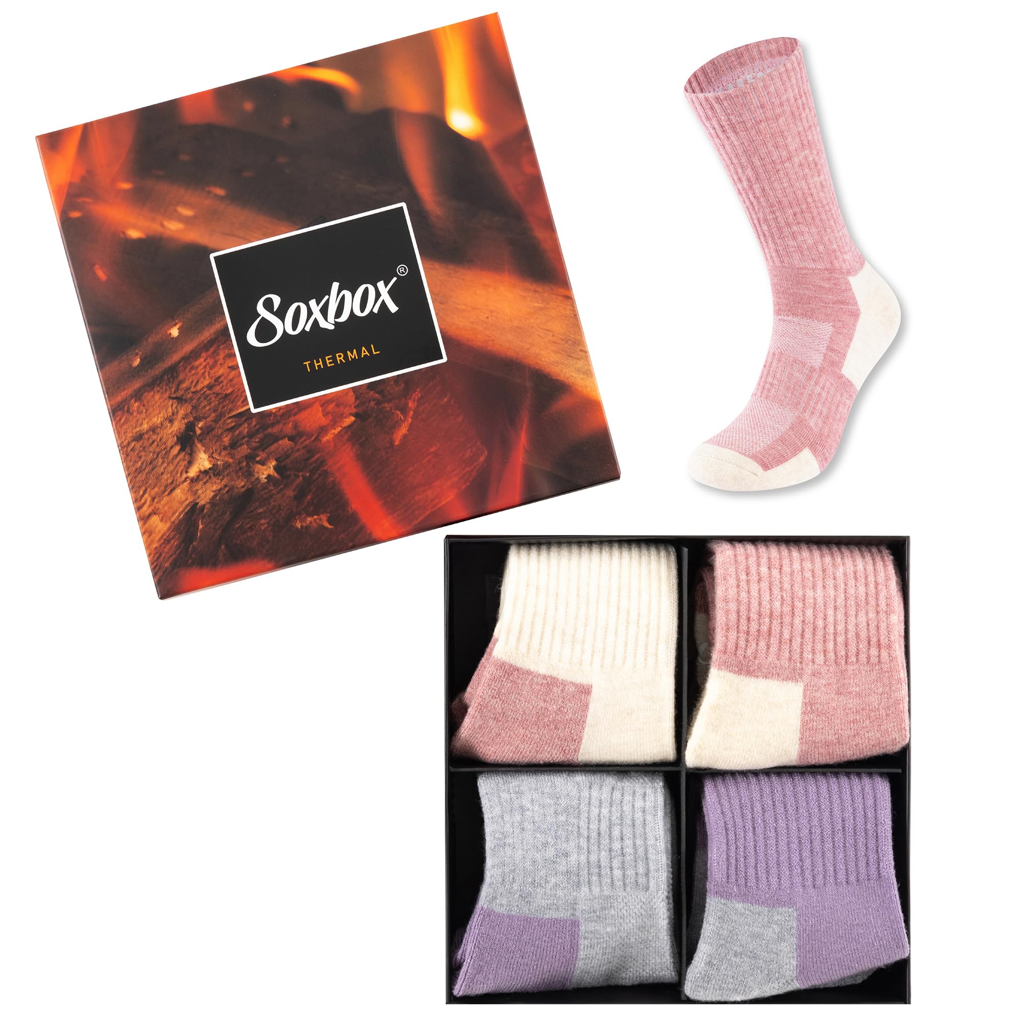 Soxbox Men's 4 Pairs Ladies 4Pk Ladies Thermal Socks - Uk 4-8/Eu 37-42 - Assorted