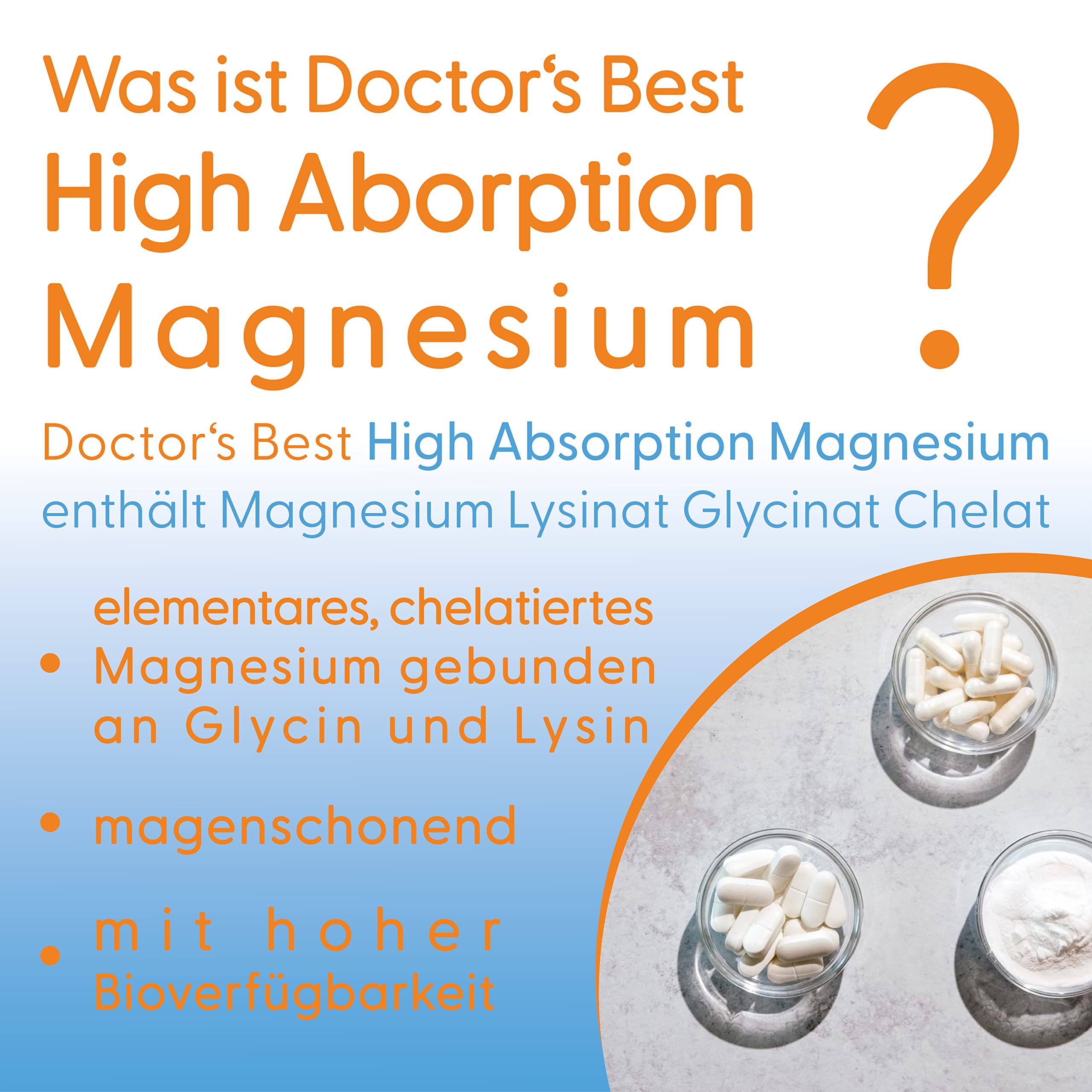 Doctor's Best, High Absorption Magnesium, 100% chelatiert mit TRAACS, mit Glycin und Lysin, 240 vegane Tabletten, Laborgeprüft, Sojafrei, Glutenfrei, Ohne Gentechnik