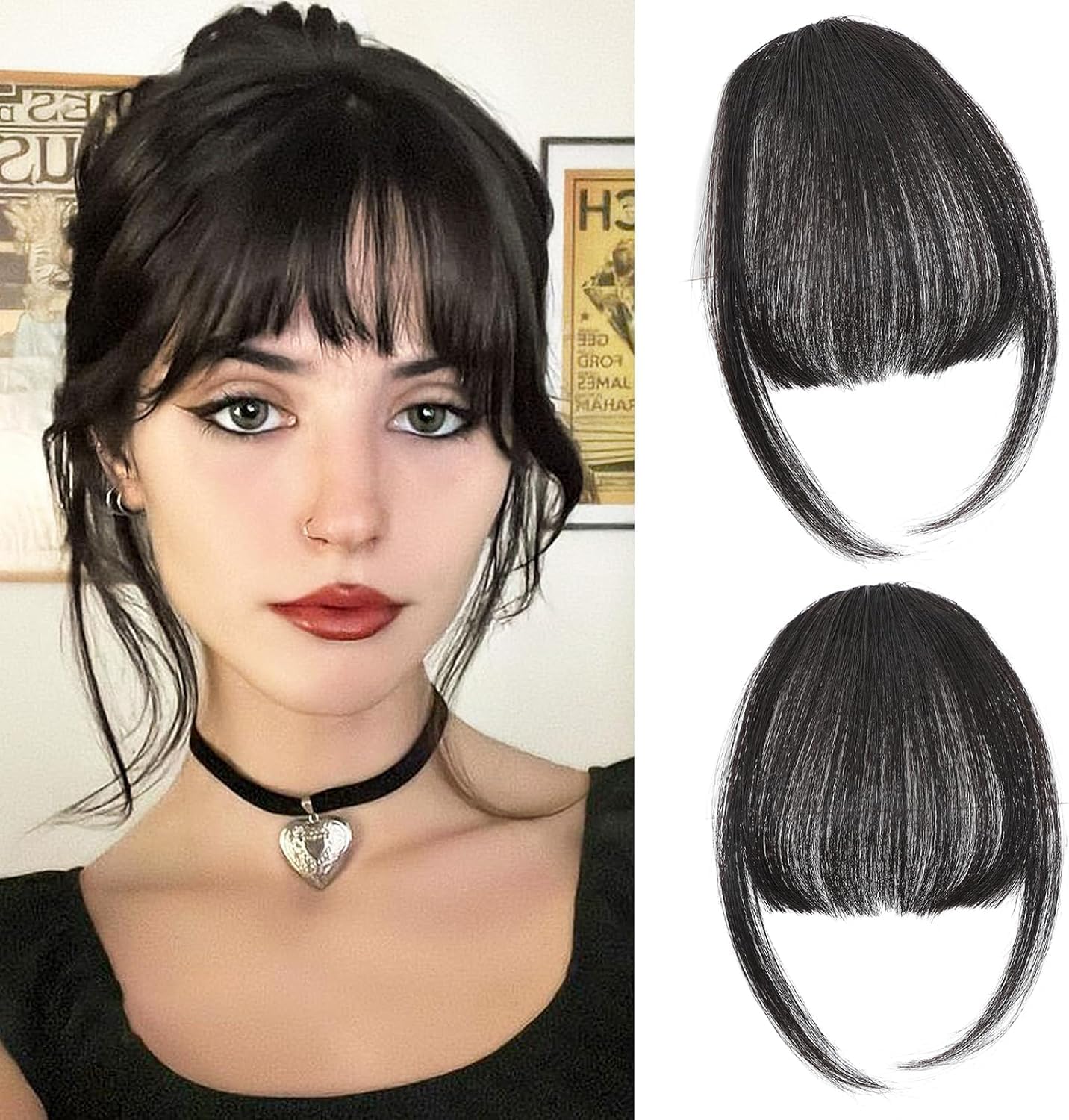 ELECTOMANIA Clip in Front Bangs Hair for Women, 4.7 Inch Length Fake Bangs, DIY Cut Design, Bangs Hair Extensions for Women Hairstyle (Natural Color)