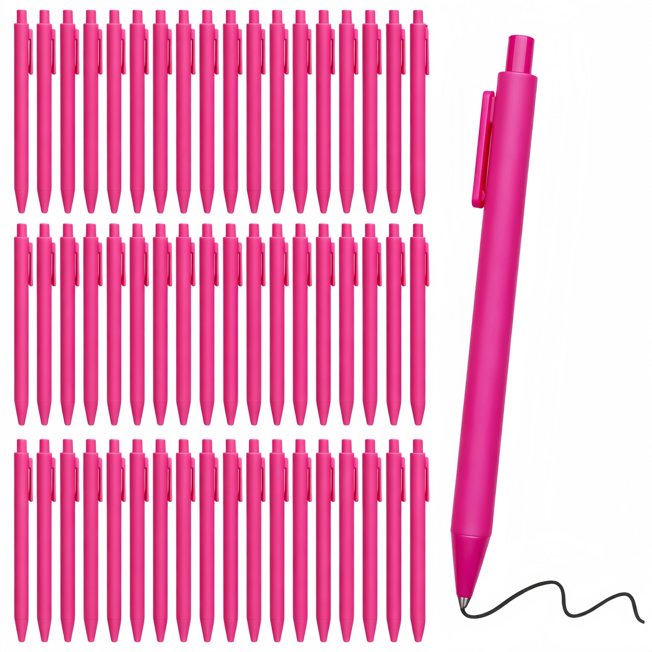 100 Stück Kugelschreiber Bulk - Hot Pink - Niedliche Stifte Bulk mit schwarzer Tinte - glattes Schreiben für Brautparty & Büro