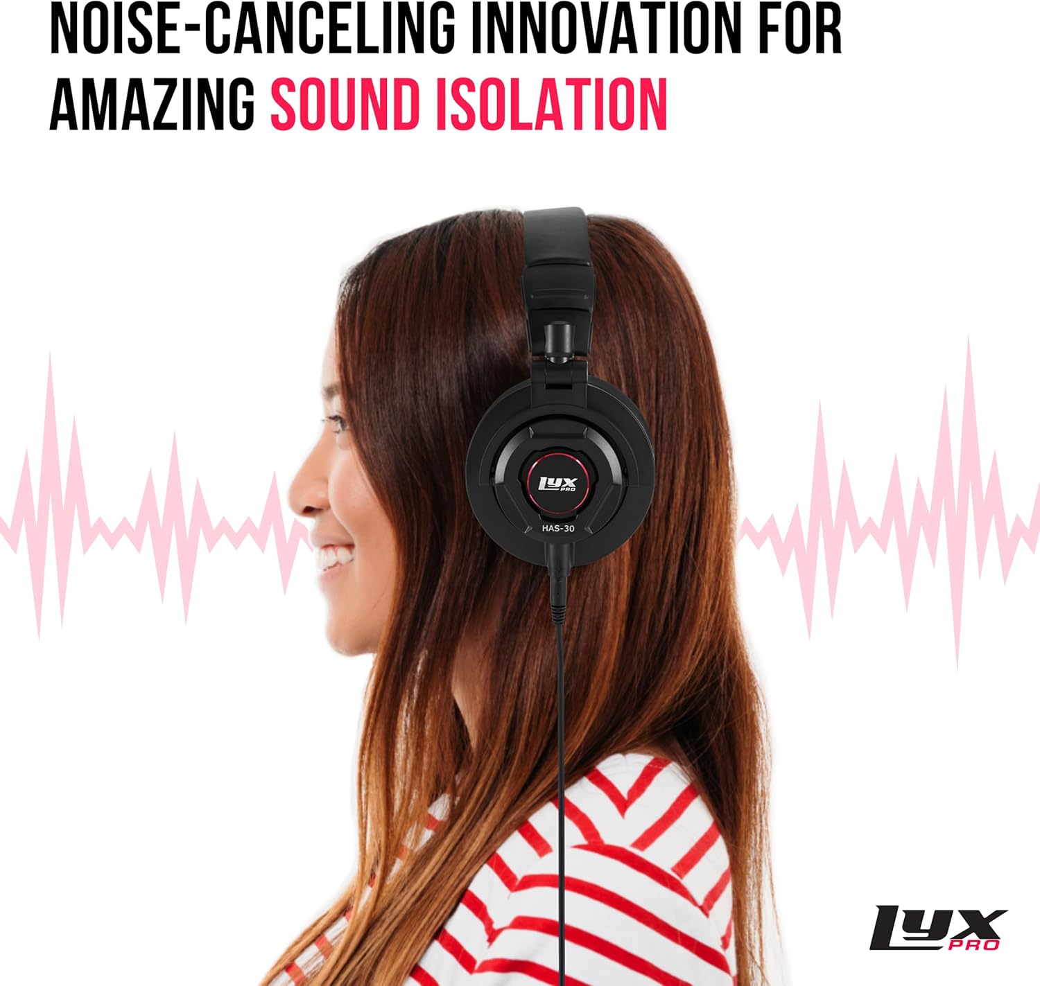 LyxPro HAS-30 Closed Back Over-Ear Professional Recording Headphones for Studio Monitoring, DJ and Home Entertainment,Black - Image 7