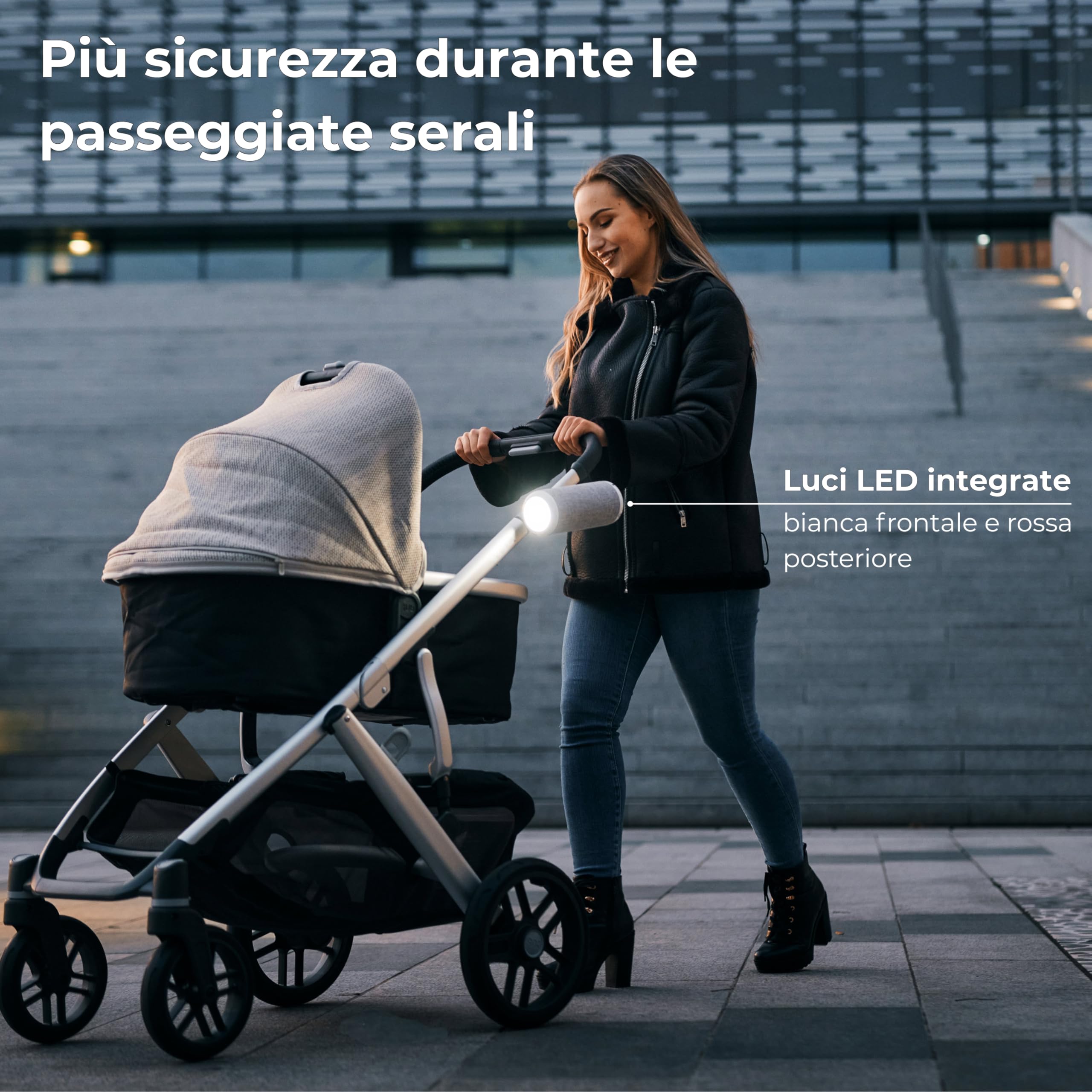 Il tuo bambino dorme più velocemente – Dondolatore Passeggino Automatico per Neonati, Movimento Naturale, 30 Ore Batteria, USB-C, Luce LED Sicurezza, Universale – RockingRide PRO (Nero)
