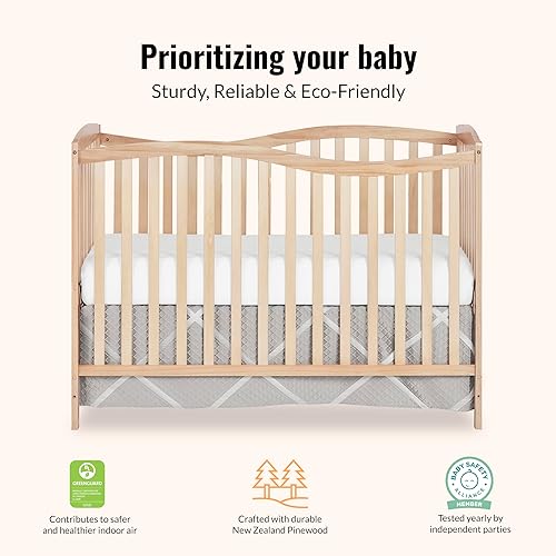 Miniatura 5 de Dream On Me Chelsea - Cuna convertible 5 en 1 de tamaño completo para bebé en natural, GreenGuard Gold y JPMA, madera de pino, 4 alturas de colchón,