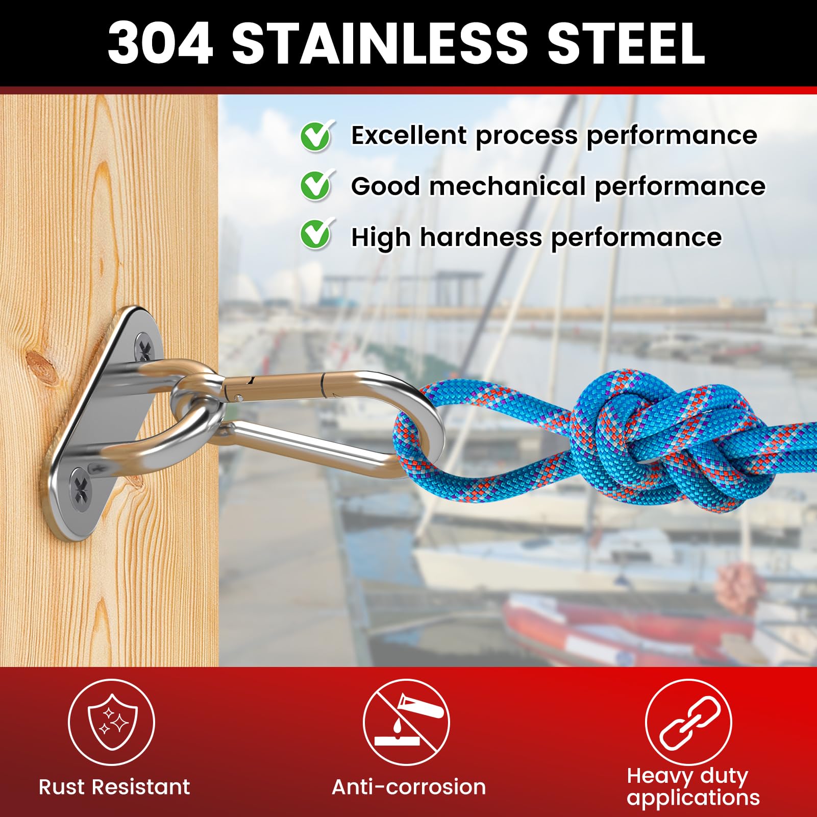 Stainless Steel Pad Eye Hooks - 500lb Capacity -5