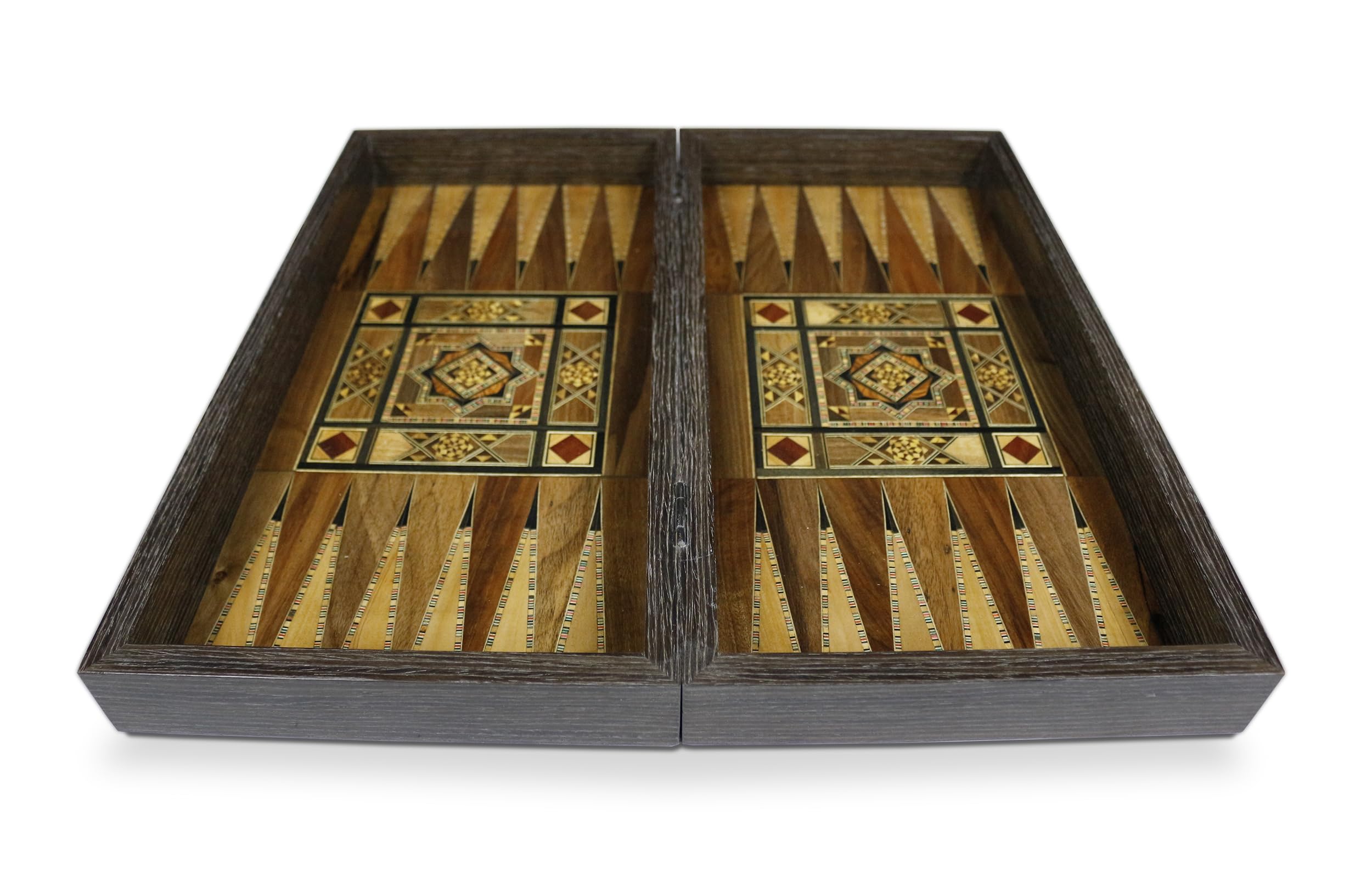 Tavola da backgammon in legno, 50 x 50 cm, con 30 pietre in legno