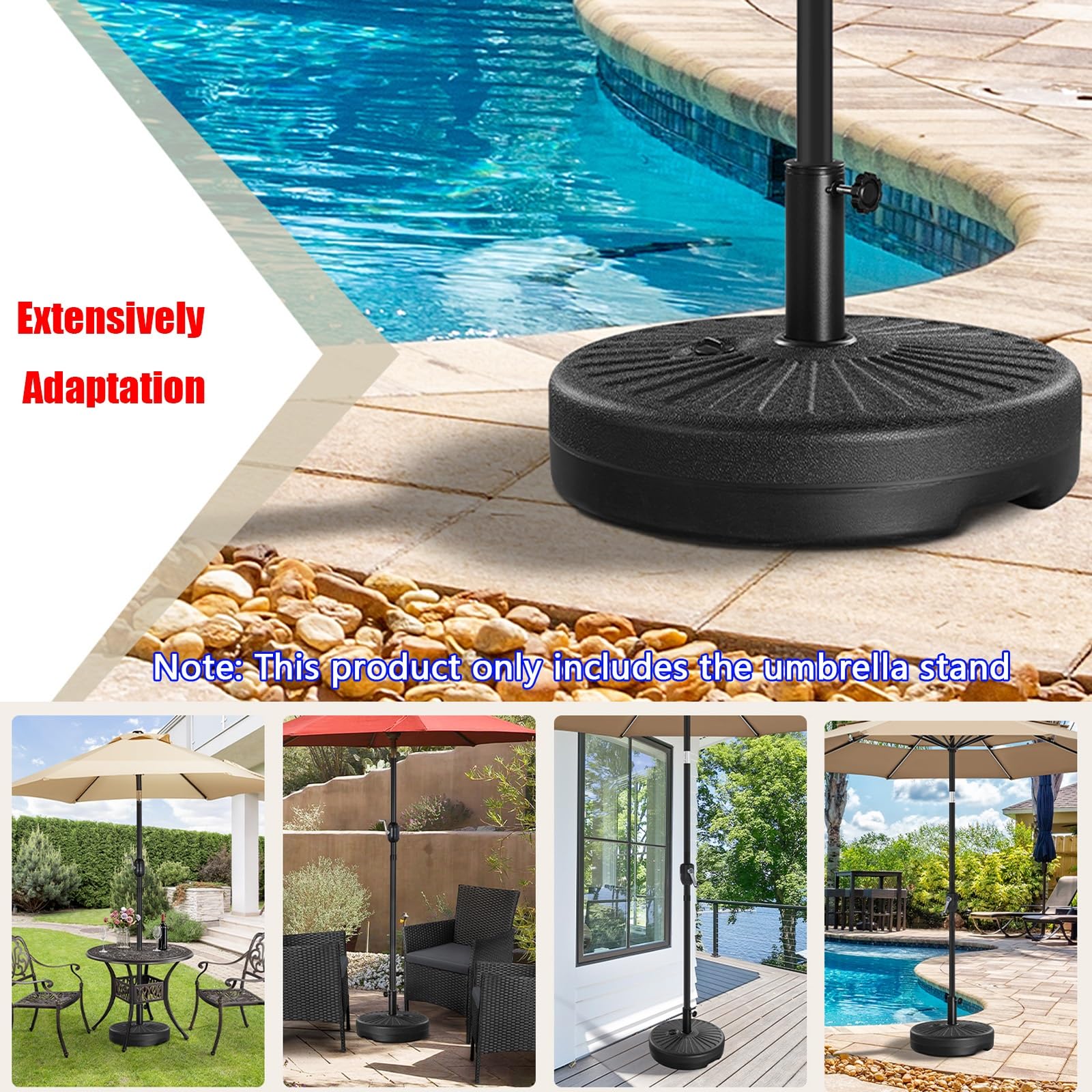 Supporto Base Rotonda, Base For Ombrellone Riempibile, Supporto Esterno | Manopola di regolazione, supporto durevole, for terrazza sul prato e ombrelloni a bordo piscina(Dual knobs)
