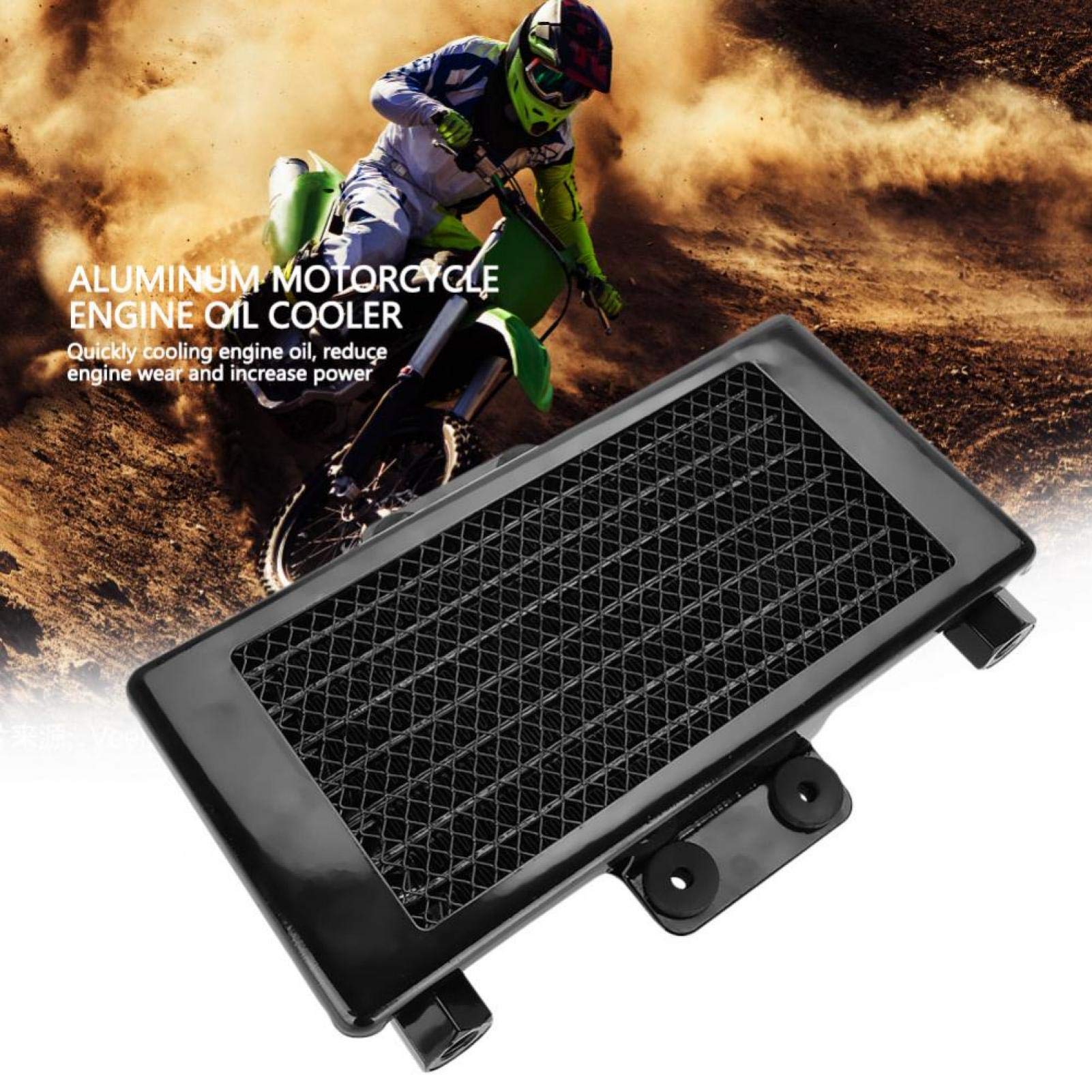 Radiatore del radiatore dell'olio motore, aggiornamento del radiatore di raffreddamento del radiatore dell'olio del motore da 125 ml per motori 125CC-250CC in alluminio(Nero)