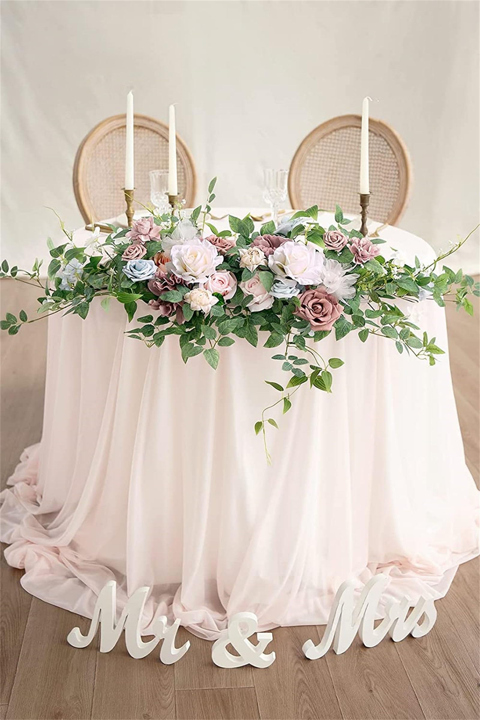 2Pcs Centros de Mesa Naranja - Flores Artificiales para Arco de Boda, Flores de Esquina de Rosa Blanca para Decoración Rústica de Boda Fiesta Hogar