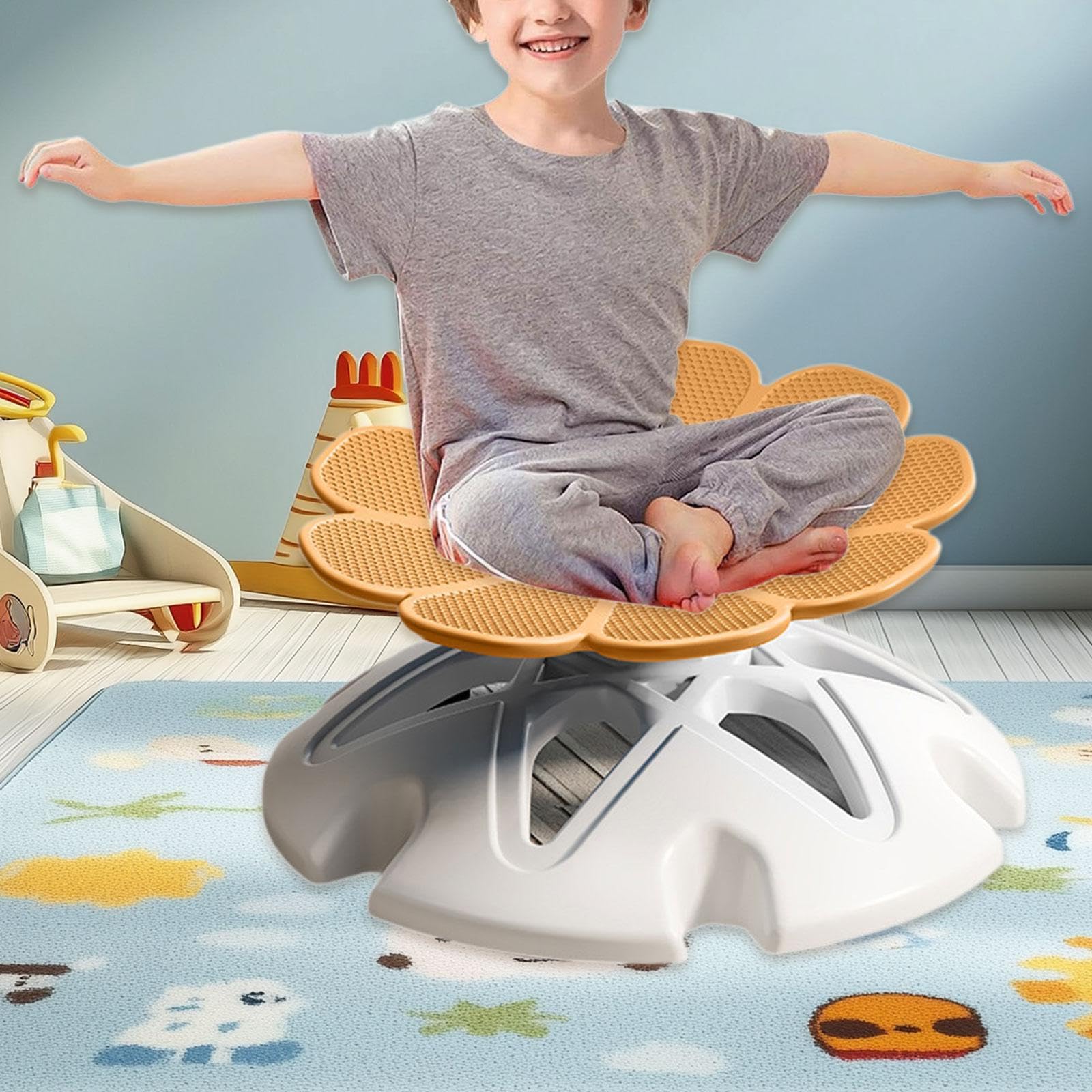 LOVIVER Silla giratoria sensorial para niños, Ideal para Interiores y Exteriores, con Soporte de Carga, Antideslizante, cumpleaños para, Naranja