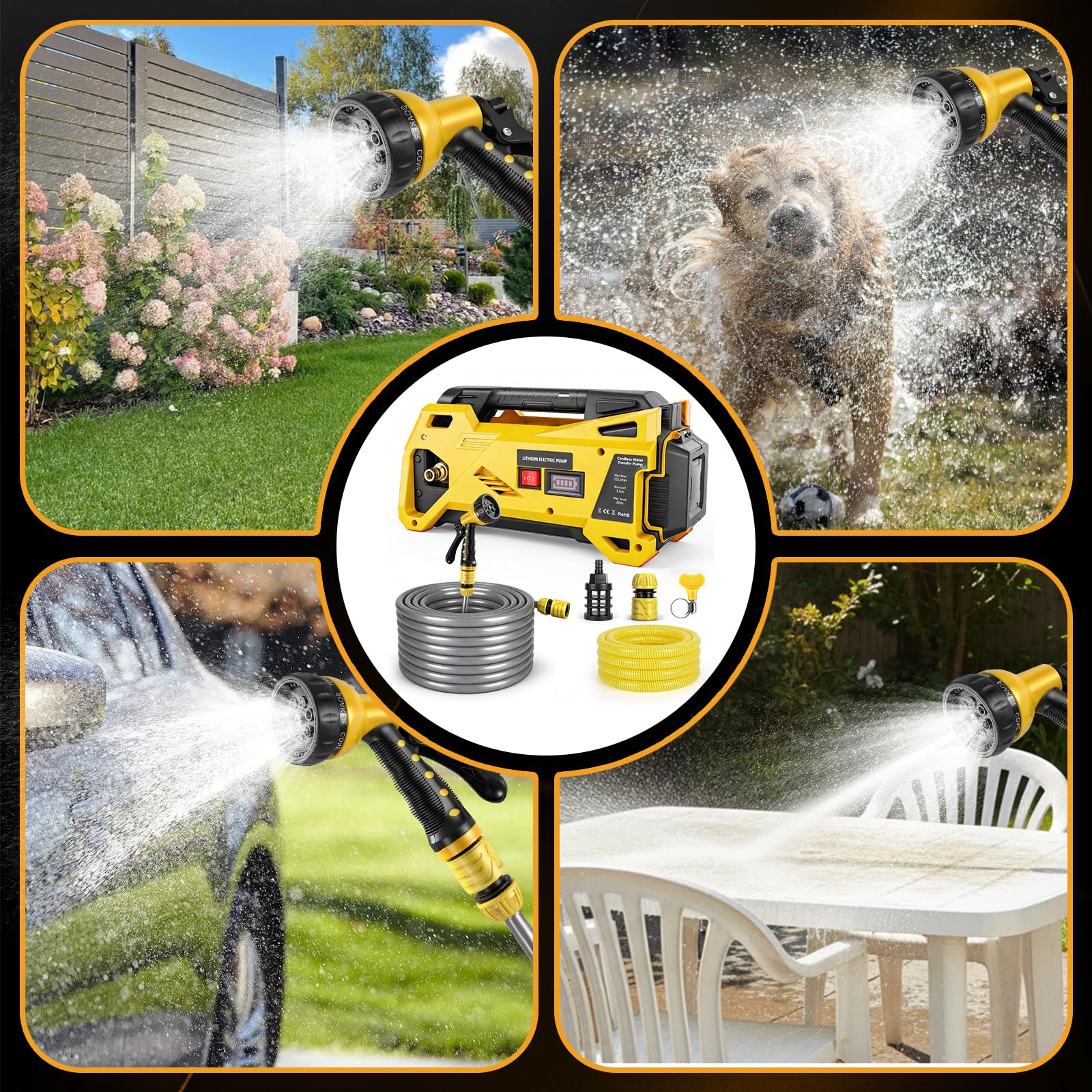Pompa dell'acqua compatibile con batteria DeWalt da 20 V, senza fili, pompa elettrica autoadescante per casa, piscina, camper, giardino, vasca idromassaggio, stagno acquario (senza batteria)