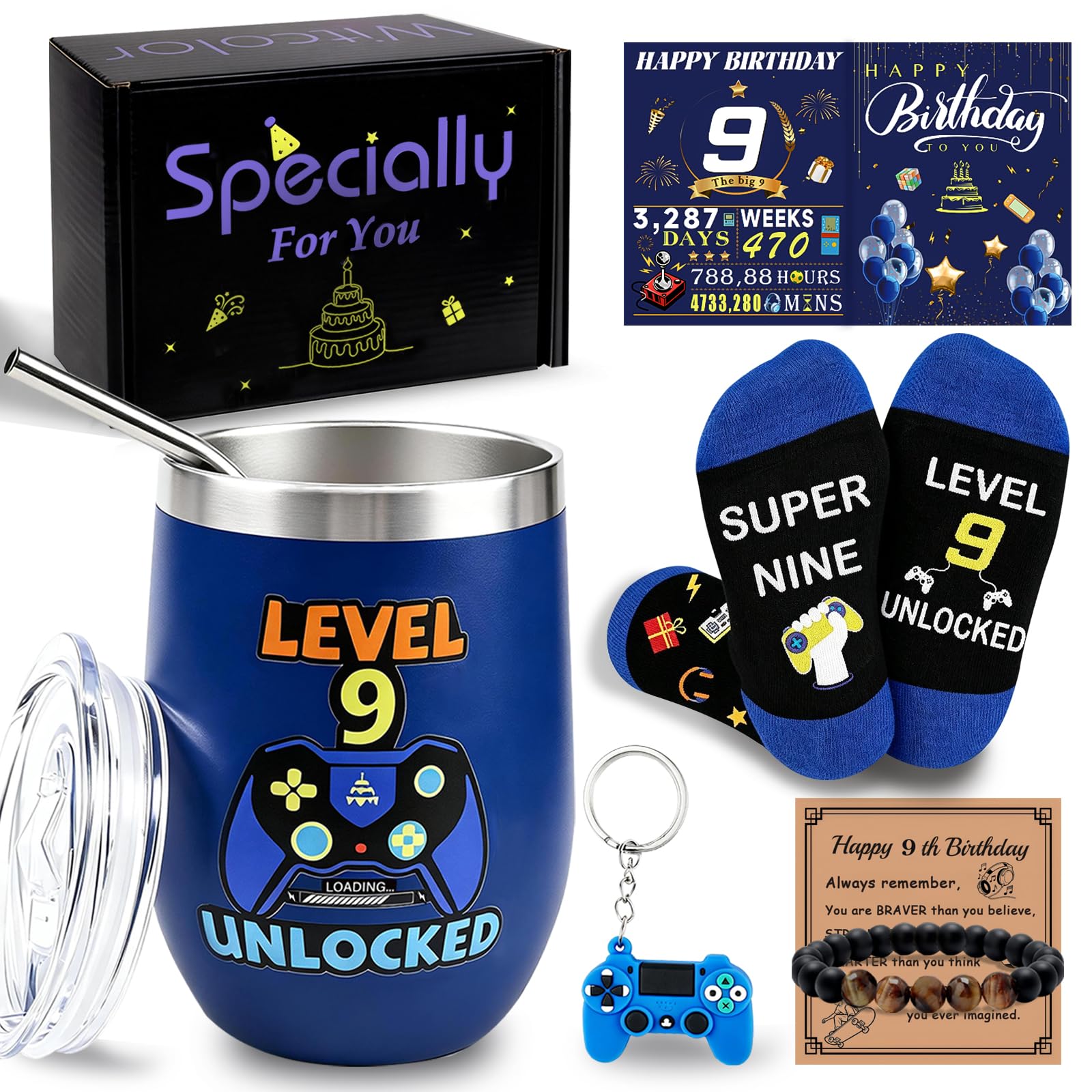 WITCOLOR 9 Year Old Boy Birthday Gift Ideas,Gamer Gift Baskets for 9th Birthday Boys, Cool Present for Boys Son Grandson Nephew Friend and Video Game Fans