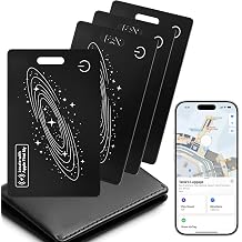 Smart Wallet Tracker Card iOS Only - Item Finder for Luggage, Keys & Passport Compatible with Apple Find MySlim, Rechargeable & IP68 Waterproof 4 Black