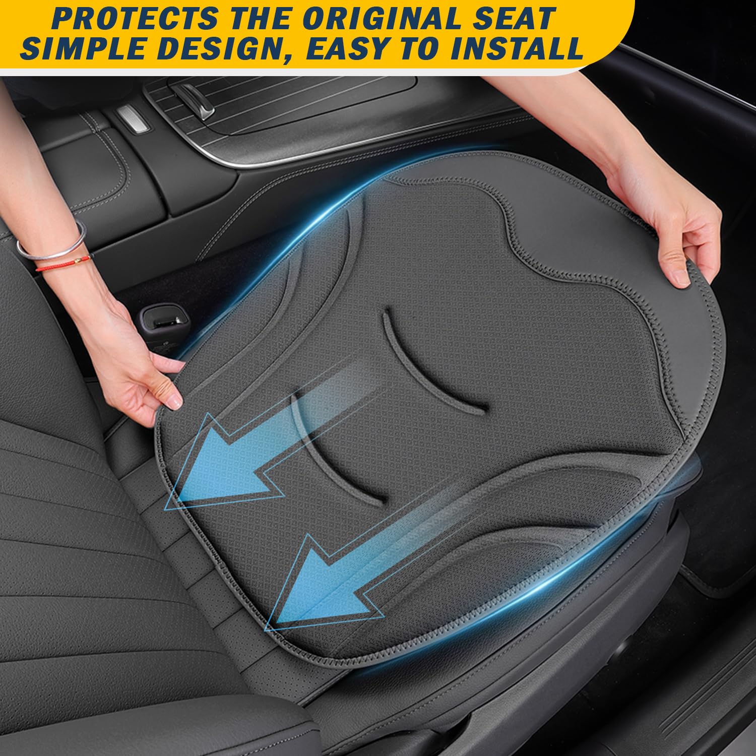 HOLDCY Lot de 2 coussins de siège de voiture – Confort ergonomique, matériau respirant et ajustement universel, dessous antidérapant pour un ajustement sûr – Idéal pour les voitures, les chaises de