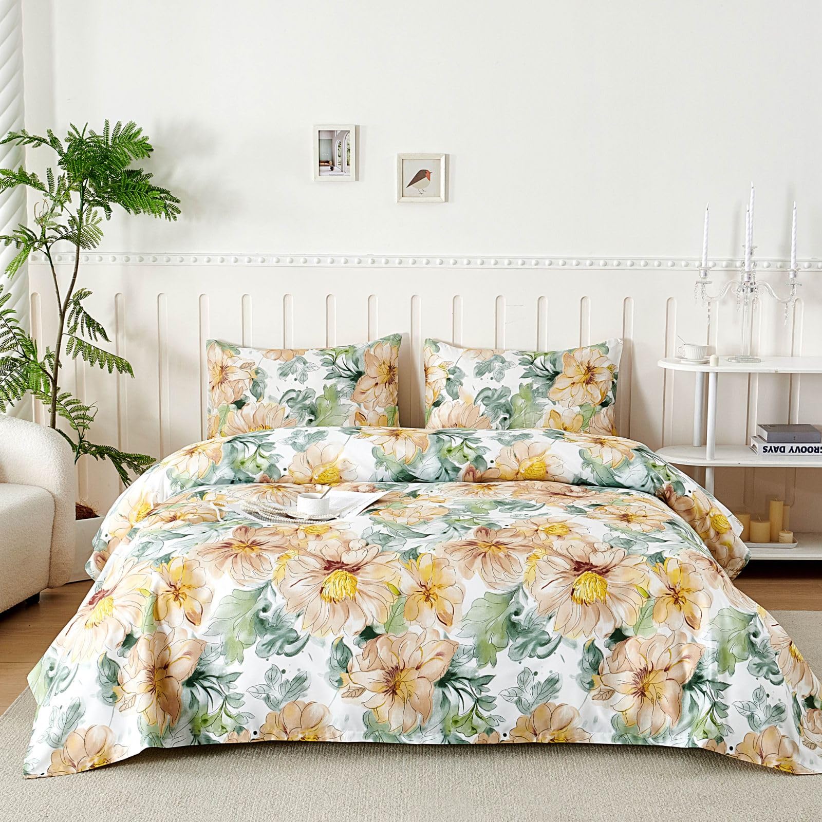 Zestaw pościeli 3 sztuki 90x190/200 cm, prześcieradło 90 z mikrofibry szczotkowanej druku, prześcieradło z gumką z gumką, prześcieradło na łóżko i 1 poszewka na poduszkę 50 x 80, kwiat podróży