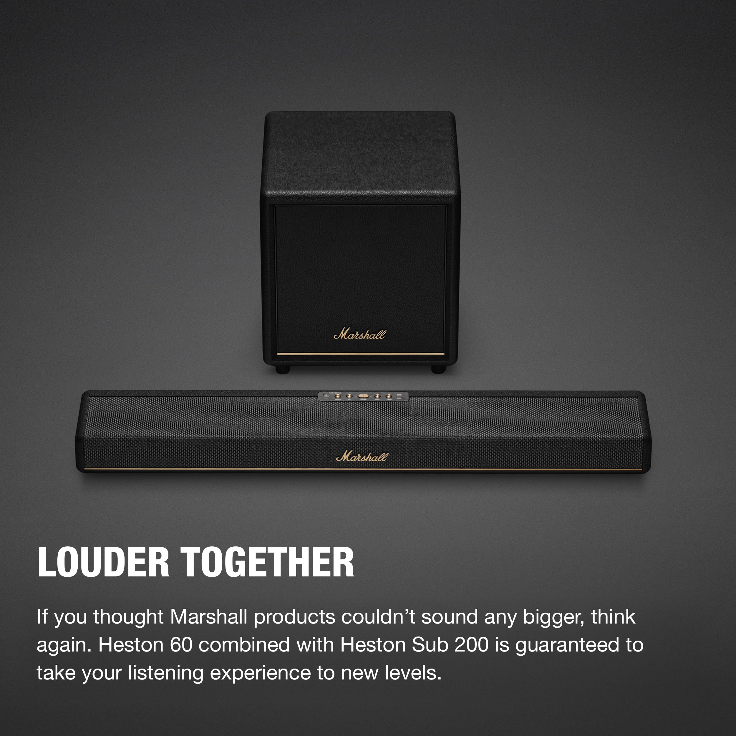 Marshall Heston Sub 200 Subwoofer profondi per TV, film e musica | Connettività Bluetooth LE e RCA mono - Nero