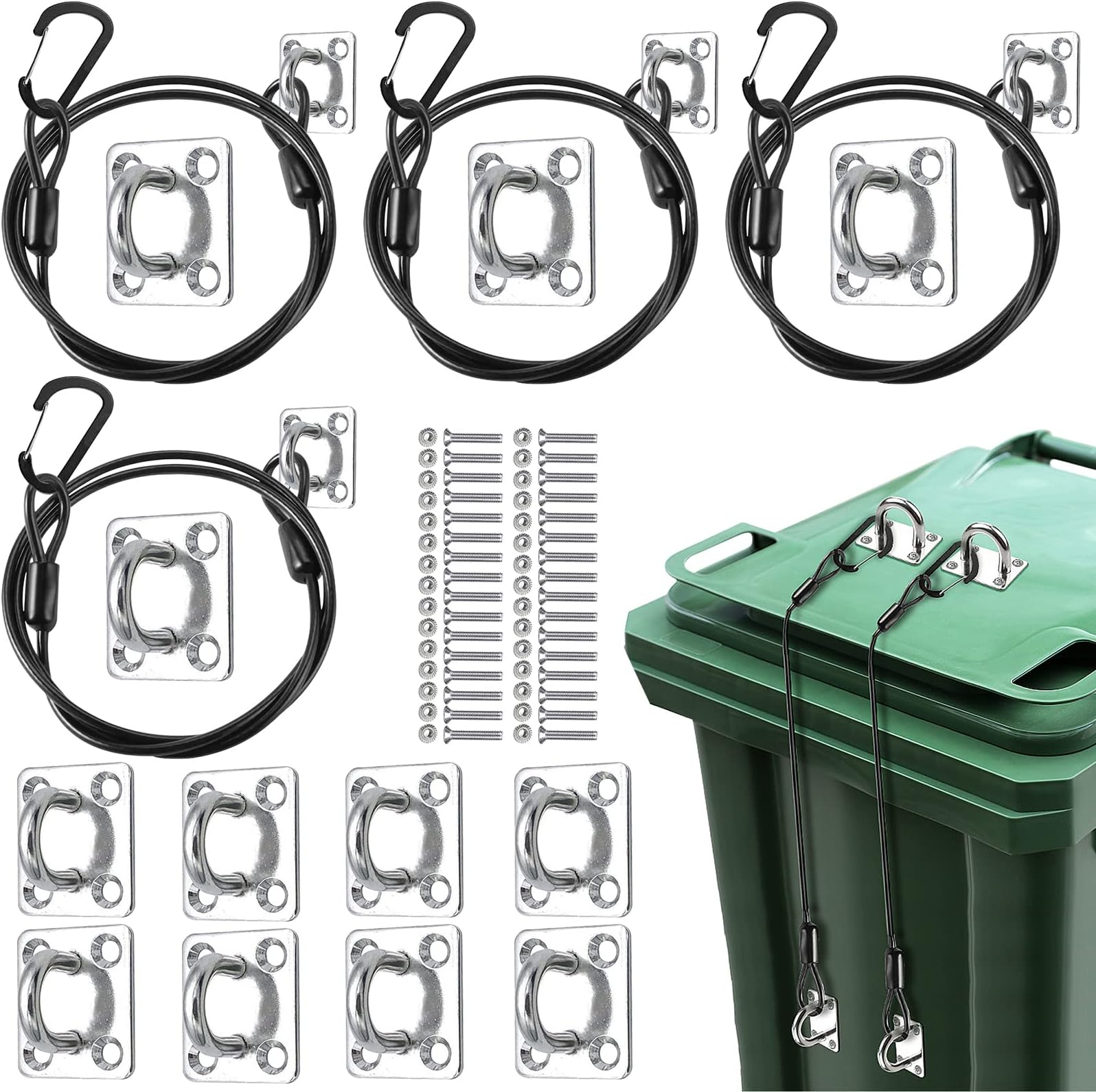 ziyue 2 Set Trash Can Lid Lock 21.6" Heavy Duty Bear Proof Garbage Can Locks for