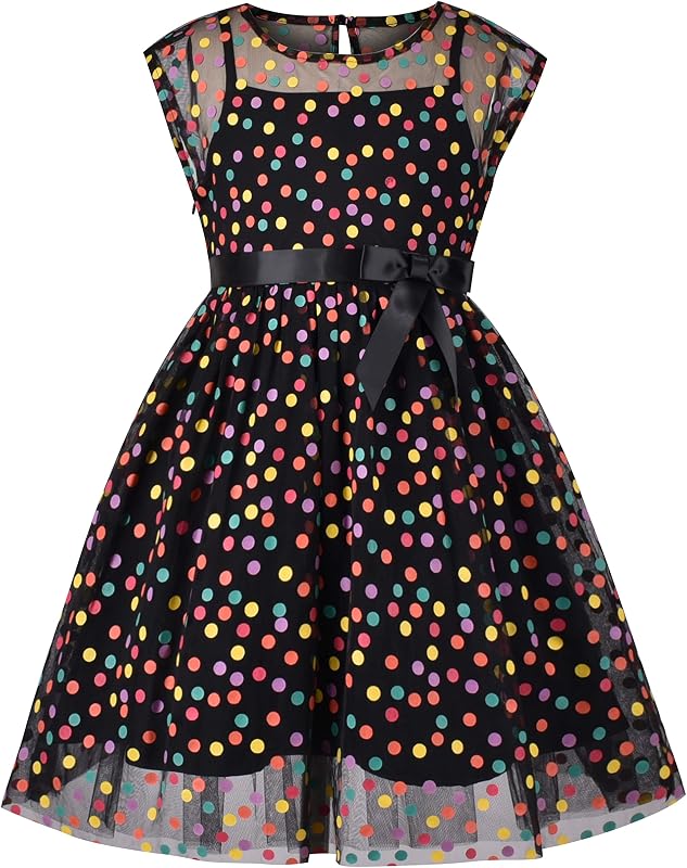 Girls Dress Caramel Star Lace Short Sleeve Pleated Collar Dress